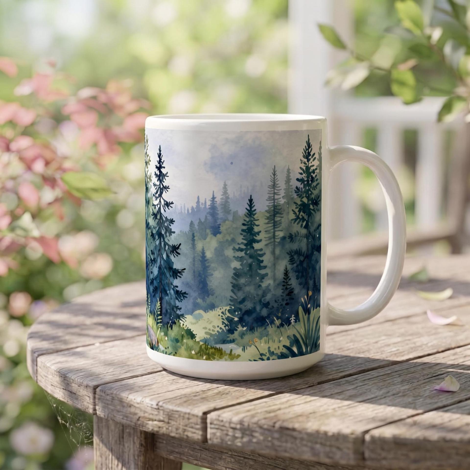 Forest Cups Set -  Large and Small Ceramic Mugs