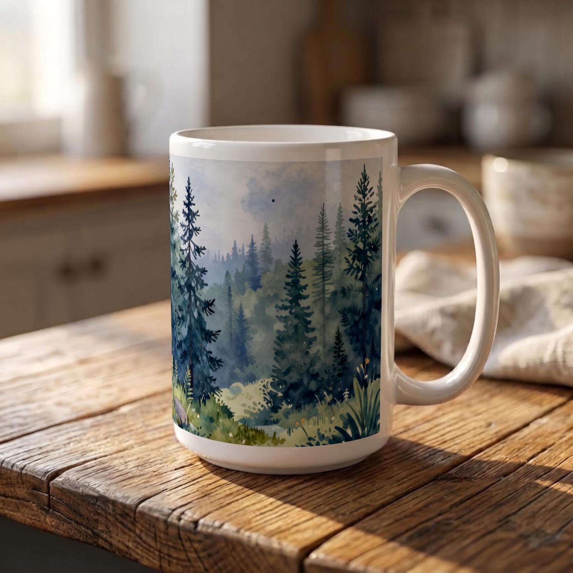 Forest Cups Set -  Large and Small Ceramic Mugs