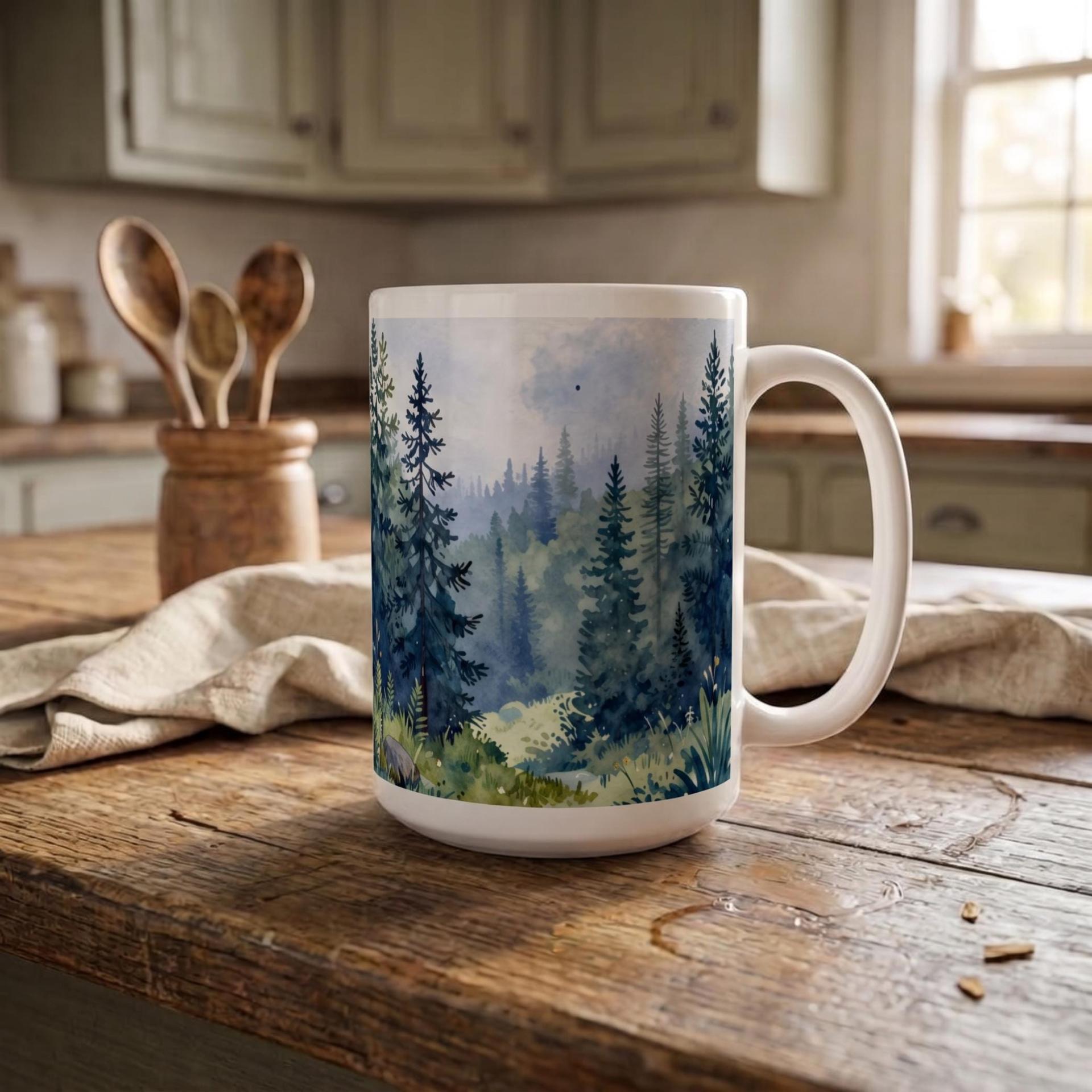 Forest Cups Set -  Large and Small Ceramic Mugs