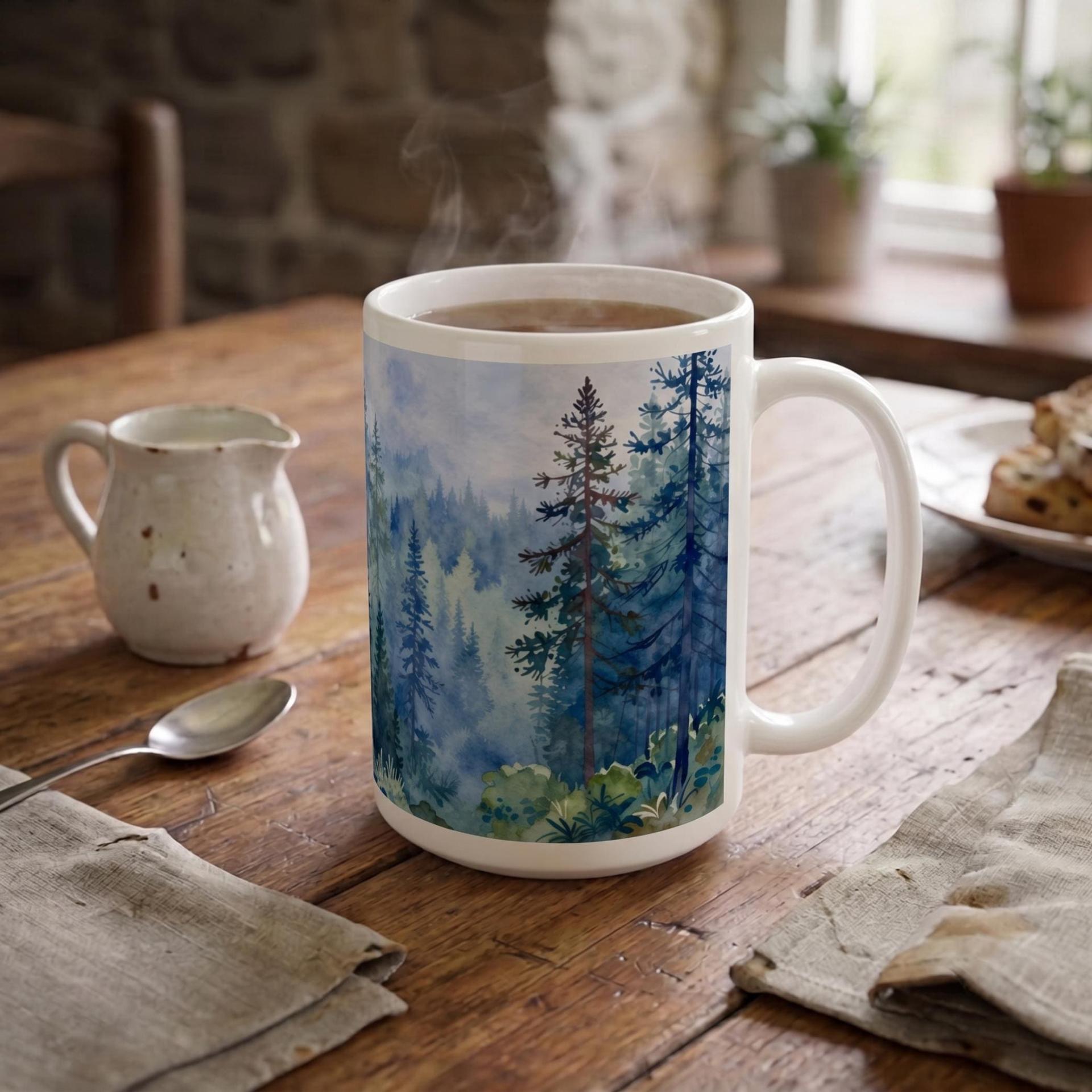 Forest Cups Set -  Large and Small Ceramic Mugs