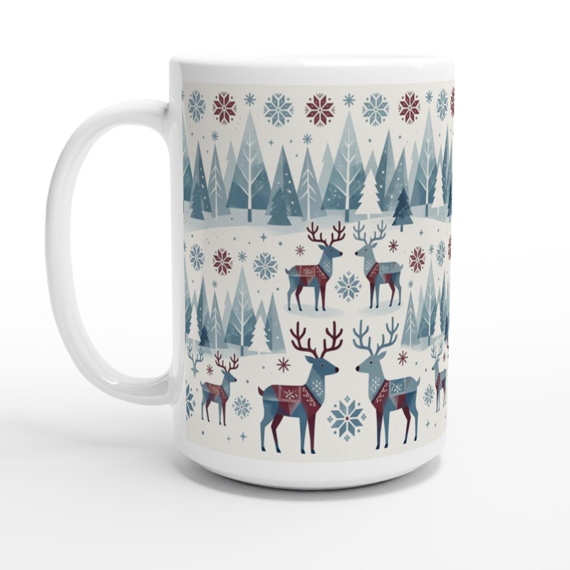 Christmas Mug, Reindeer, Large and Small Mug Set