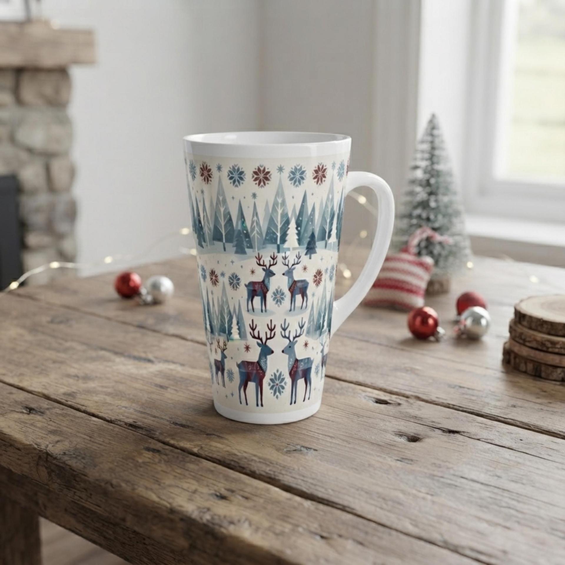 Christmas Mugs, Latte 17oz Ceramic Mug - Coffee or Tea Cup, Extra Tall