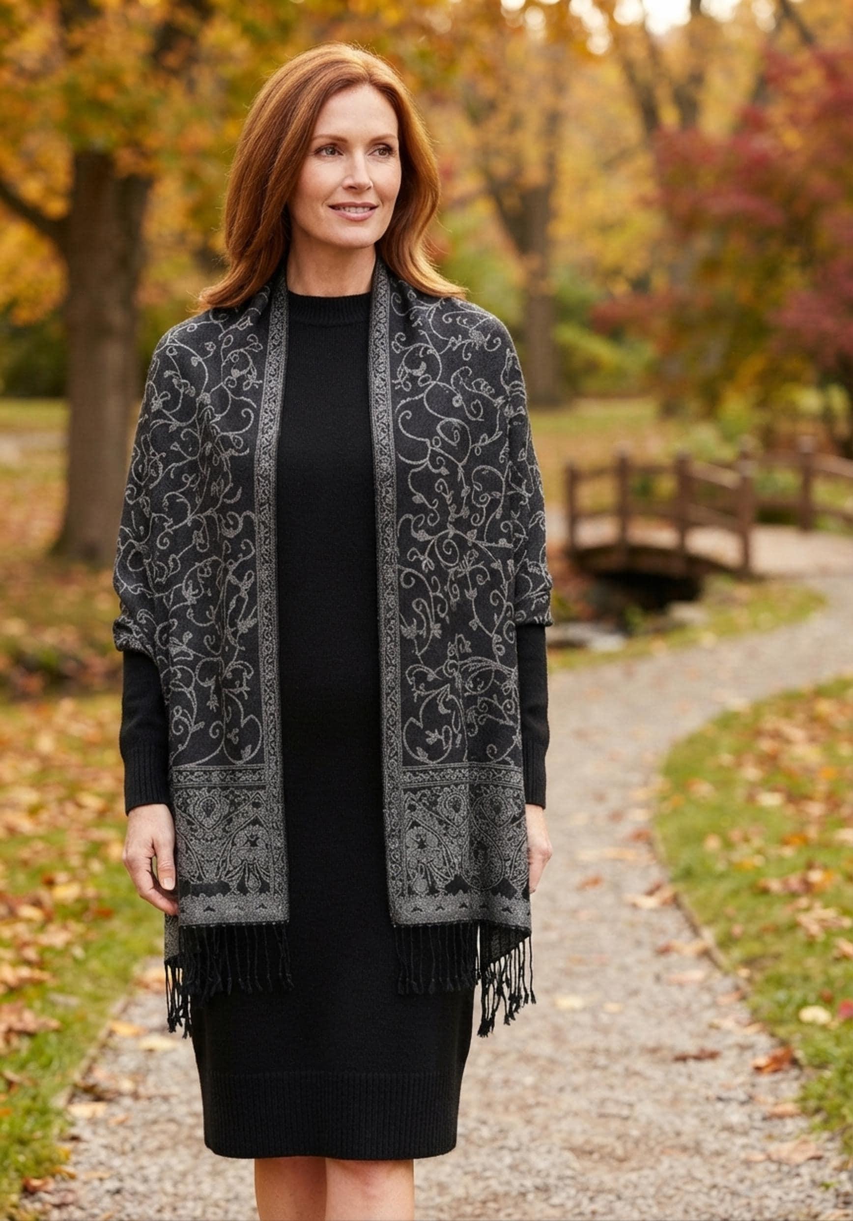 Thick & Soft Pashmina Shawl and Scarf for Women, Jacquard Brocade, Blanket Shawl
