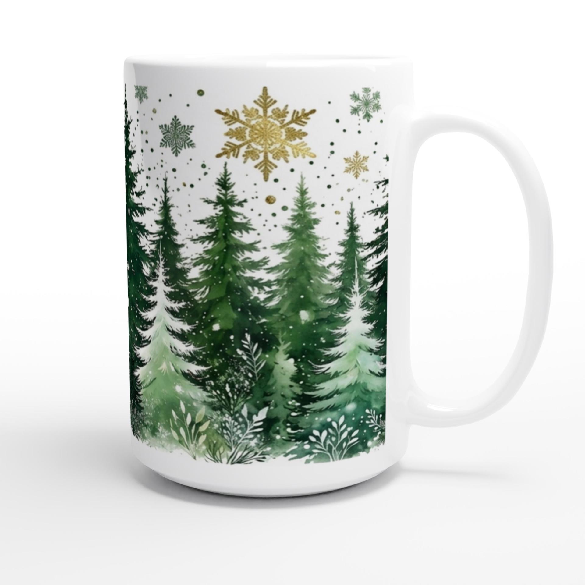 Set of Big Mugs, Christmas Trees Set, Large 15 oz Matching Cups