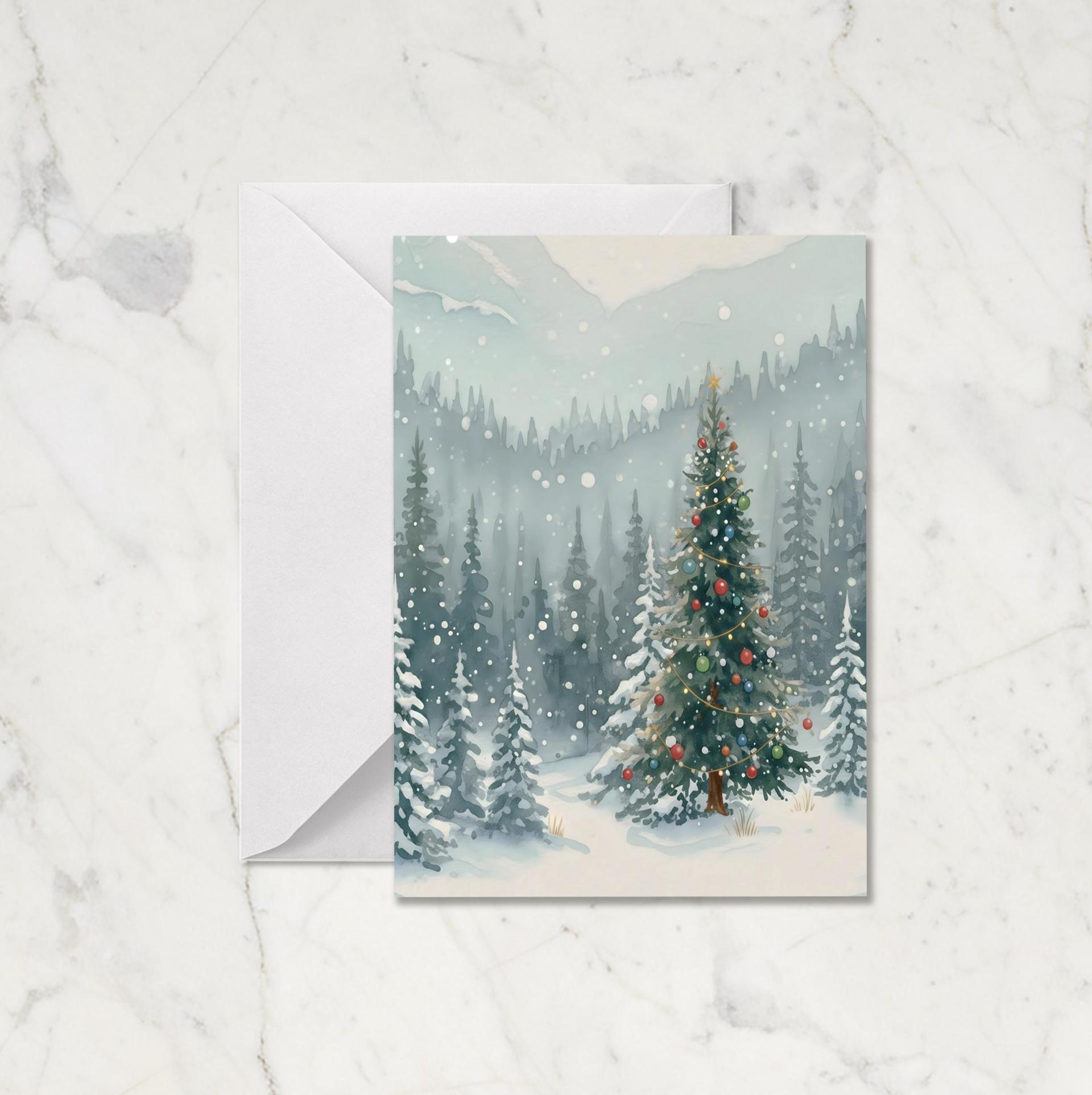 Holiday Greeting Cards, 3 Pack, Christmas Trees, Bulk Set of Gift Cards
