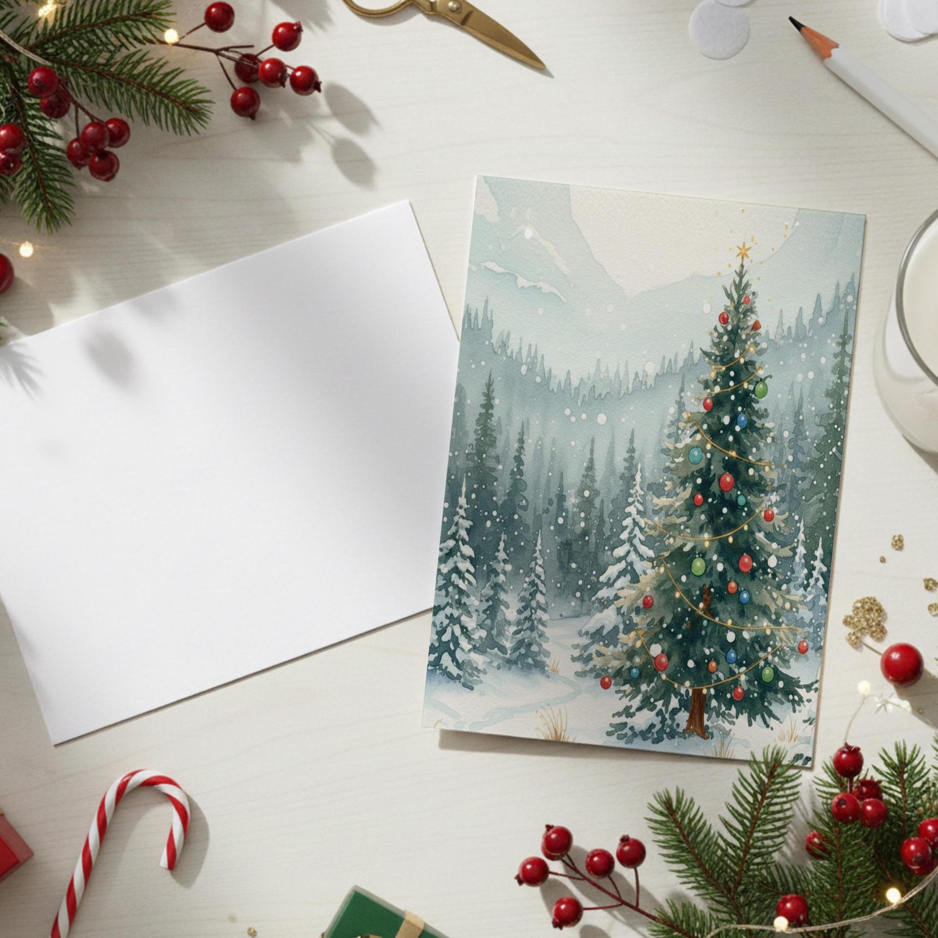 Holiday Greeting Cards, 3 Pack, Christmas Trees, Bulk Set of Gift Cards