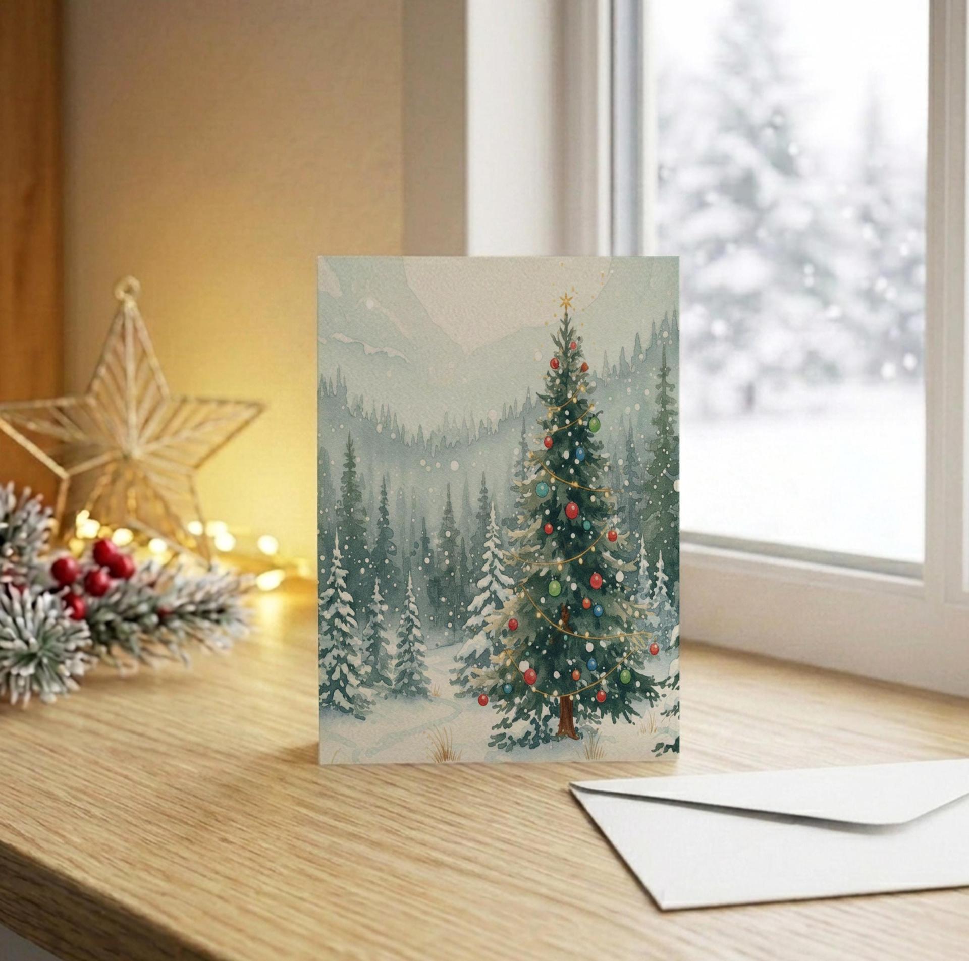 Holiday Greeting Cards, 3 Pack, Christmas Trees, Bulk Set of Gift Cards
