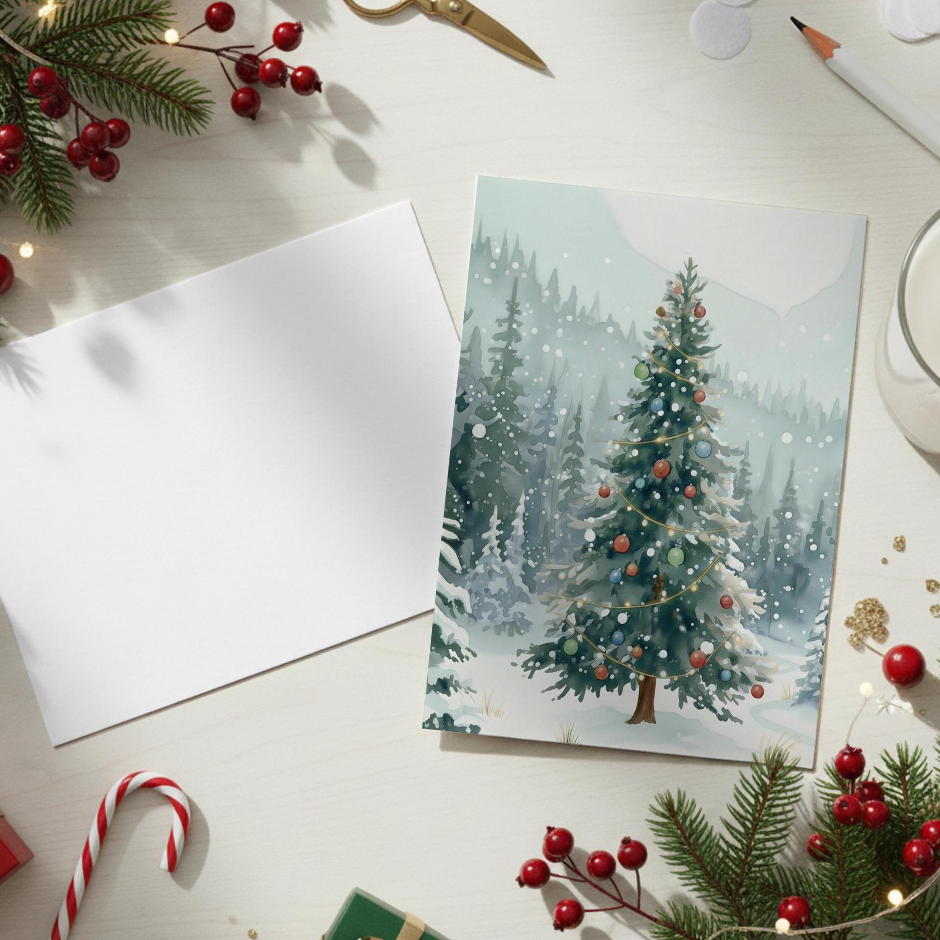 Holiday Greeting Cards, 3 Pack, Christmas Trees, Bulk Set of Gift Cards