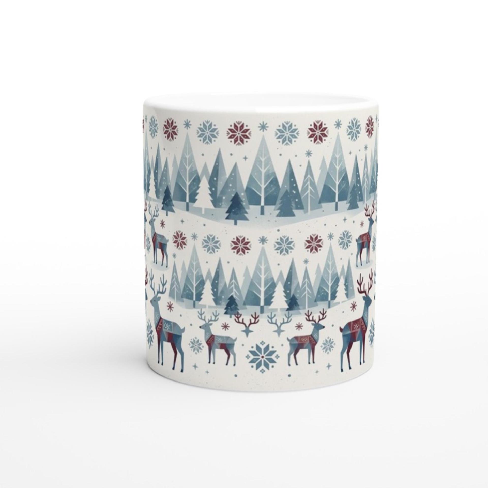 Christmas Mug, Reindeer, Large and Small Mug Set