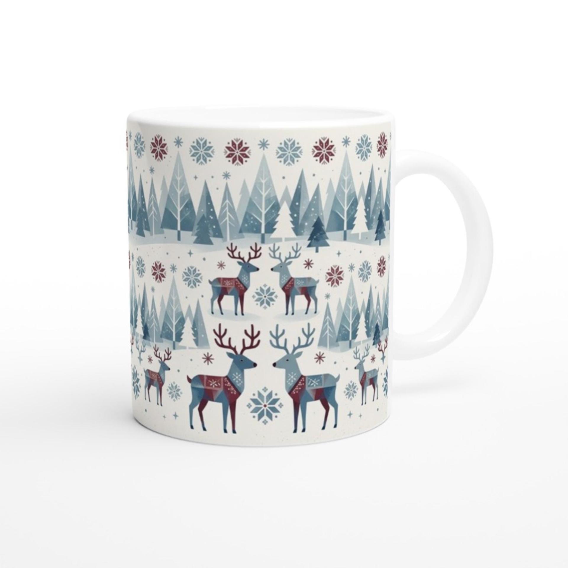 Christmas Mug, Reindeer, Large and Small Mug Set