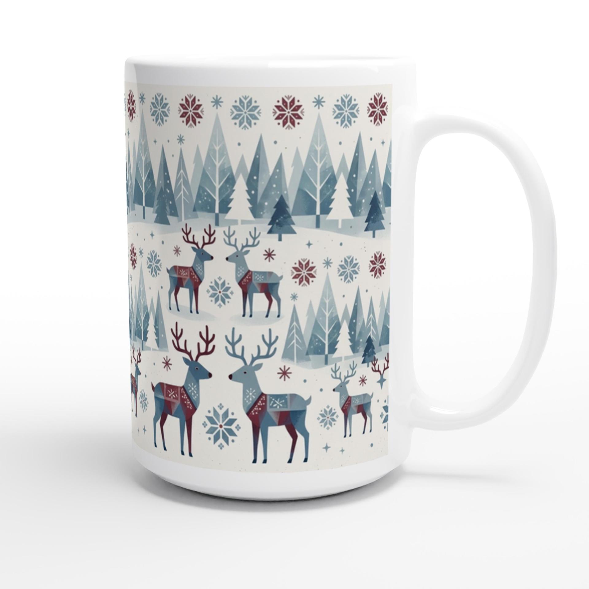Christmas Mug, Reindeer, Large and Small Mug Set