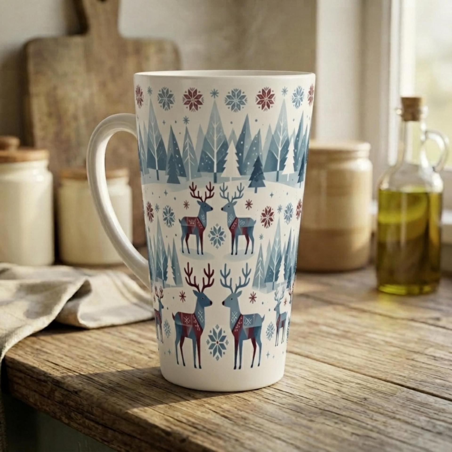 Christmas Mugs, Latte 17oz Ceramic Mug - Coffee or Tea Cup, Extra Tall
