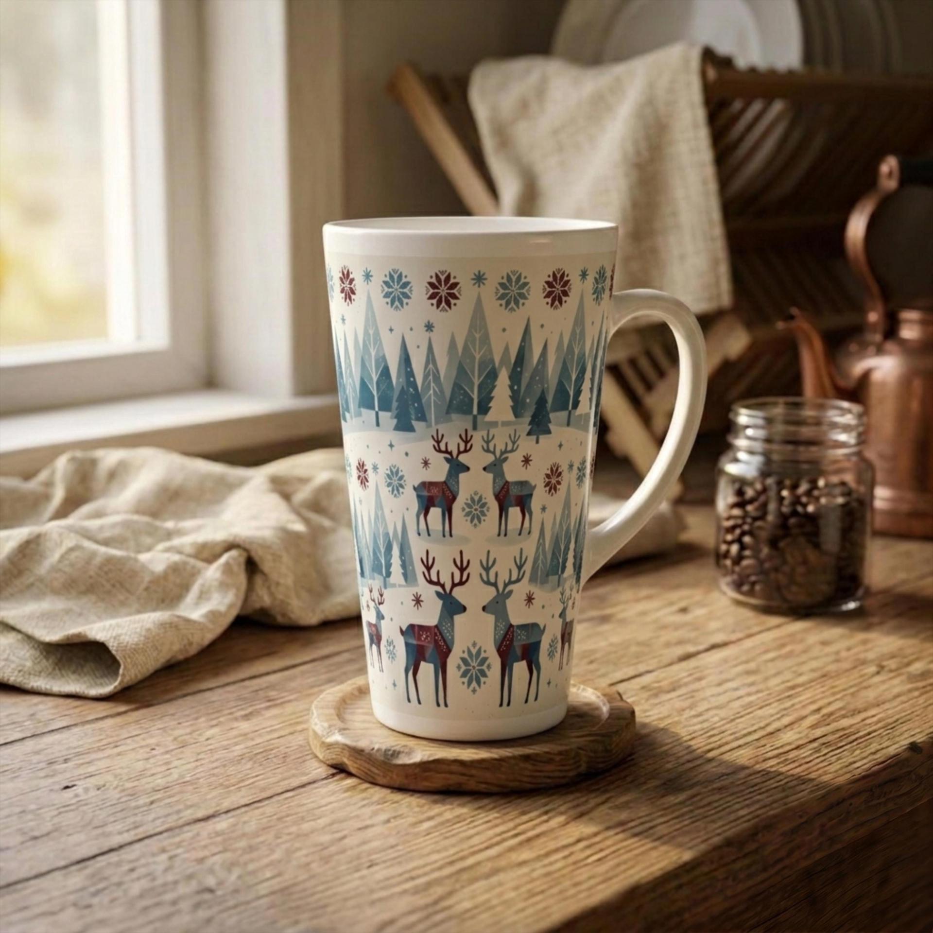 Christmas Mugs, Latte 17oz Ceramic Mug - Coffee or Tea Cup, Extra Tall