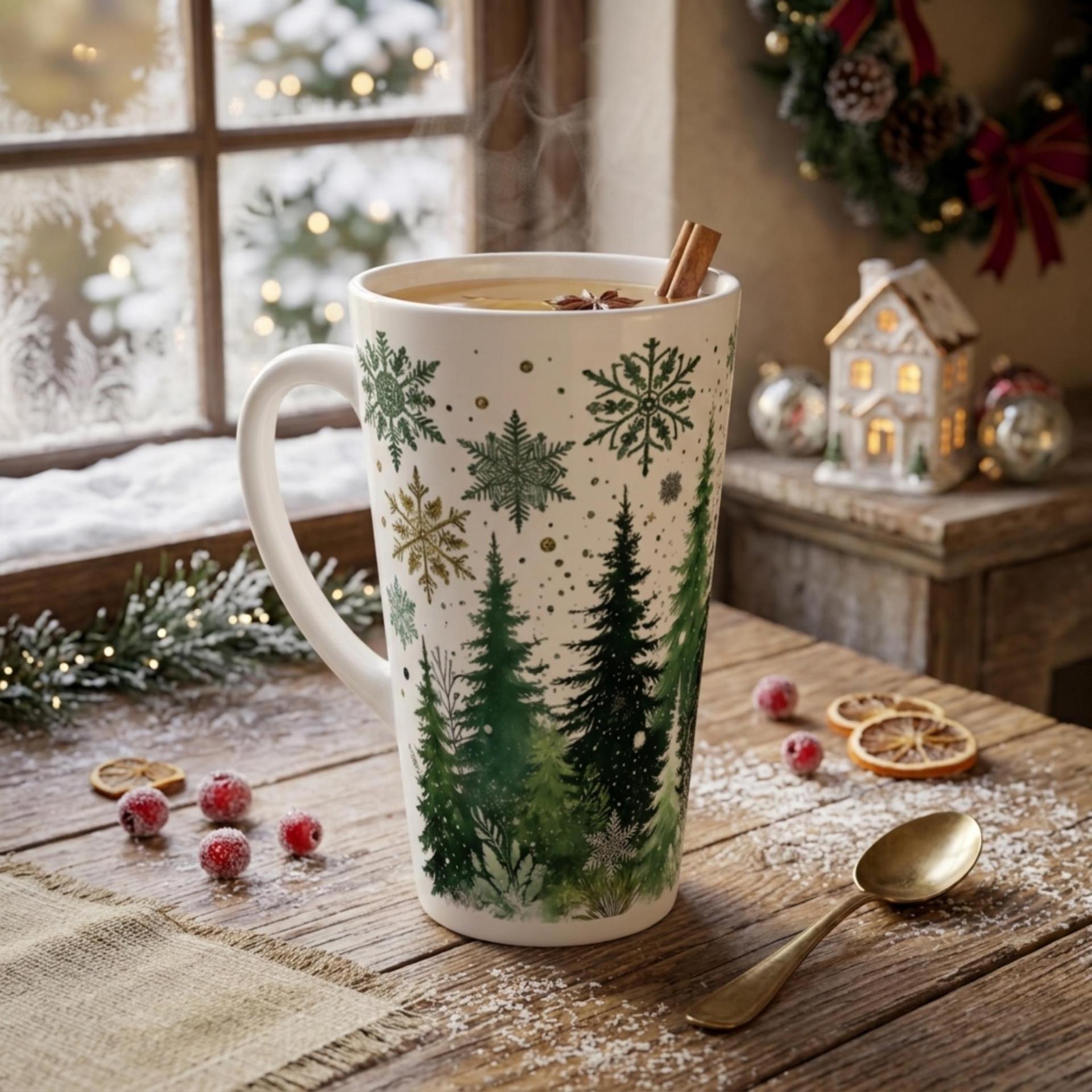 Christmas Mugs, Latte 17oz Ceramic Mug - Coffee or Tea Cup, Extra Tall