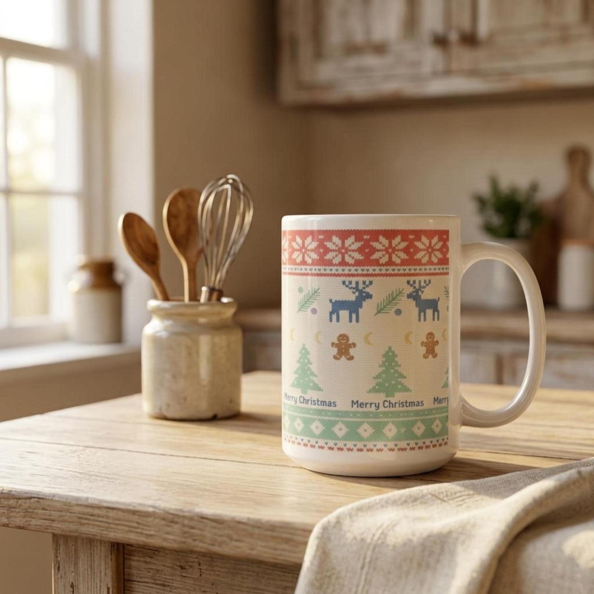 Christmas Mugs Set, Holiday Cup Set - Large and Small Cups