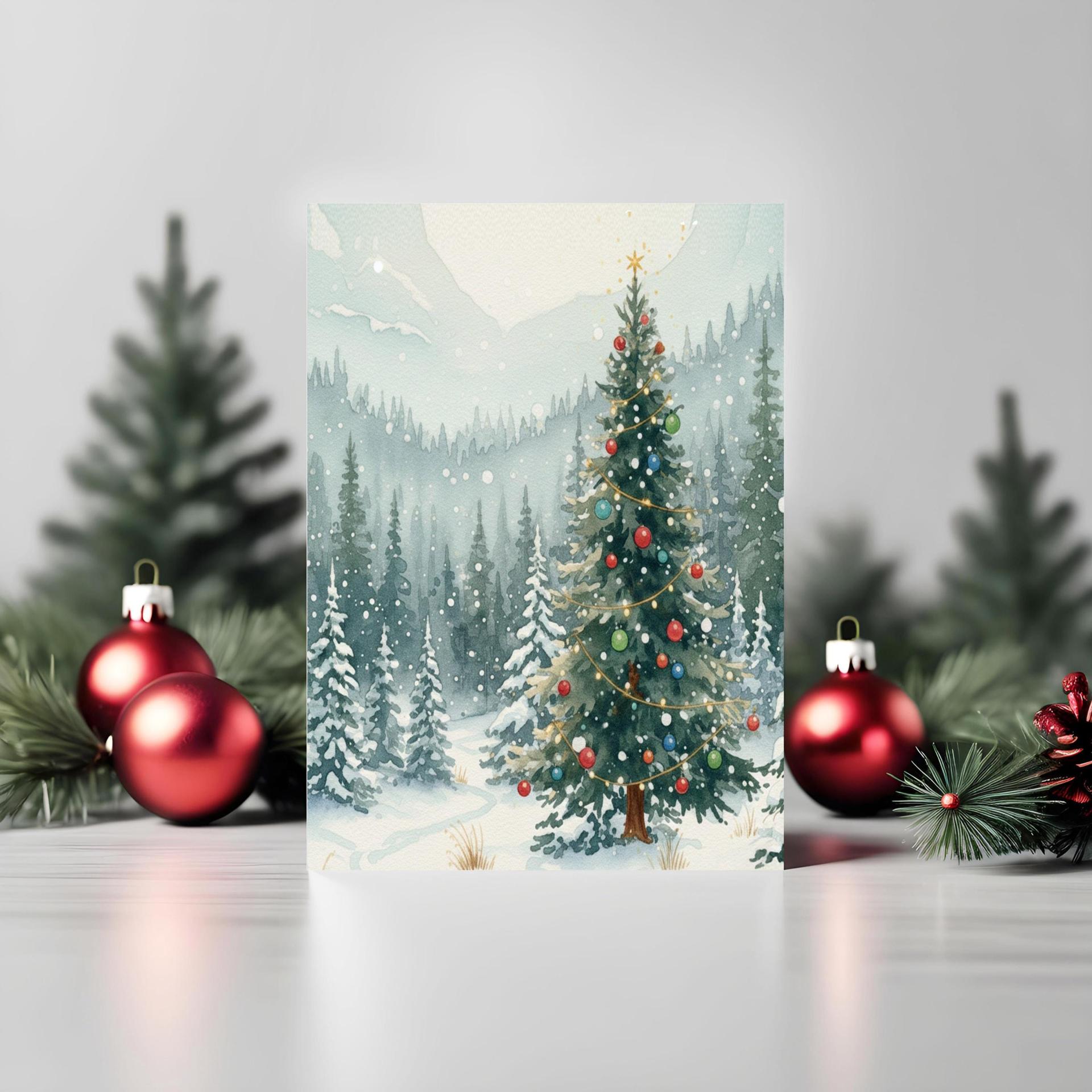 Holiday Greeting Cards, 3 Pack, Christmas Trees, Bulk Set of Gift Cards