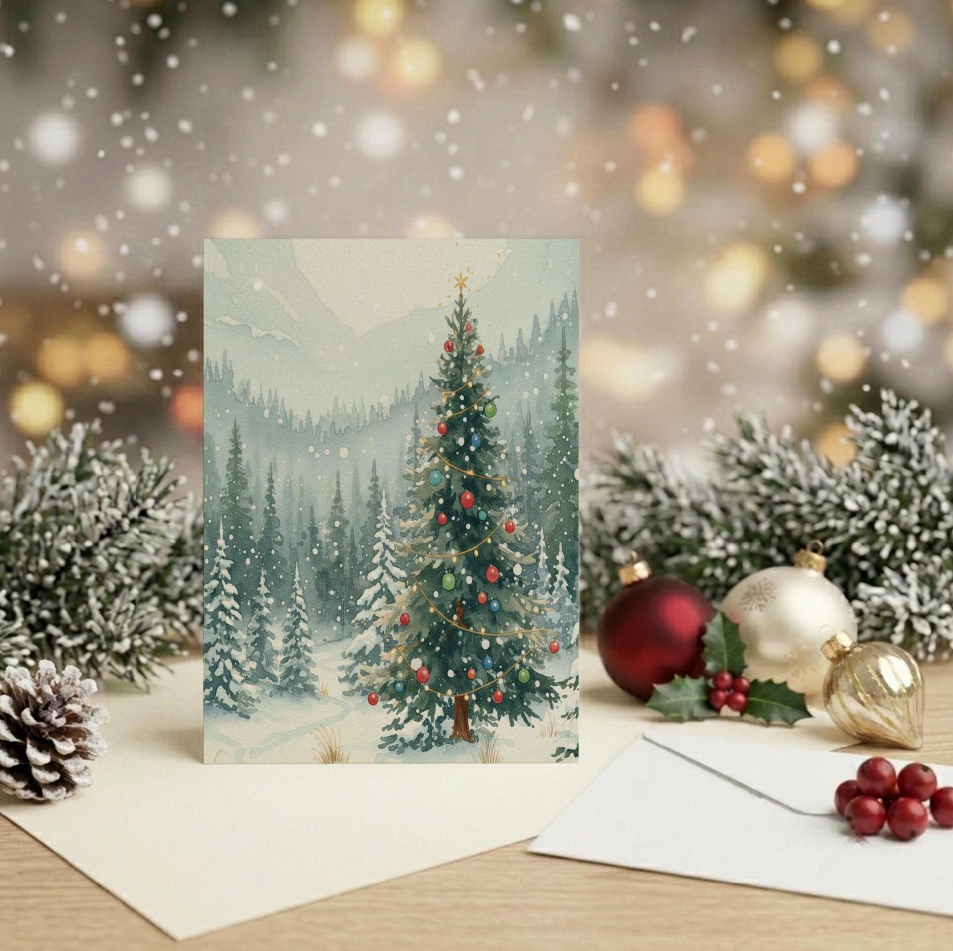 Holiday Greeting Cards, 3 Pack, Christmas Trees, Bulk Set of Gift Cards