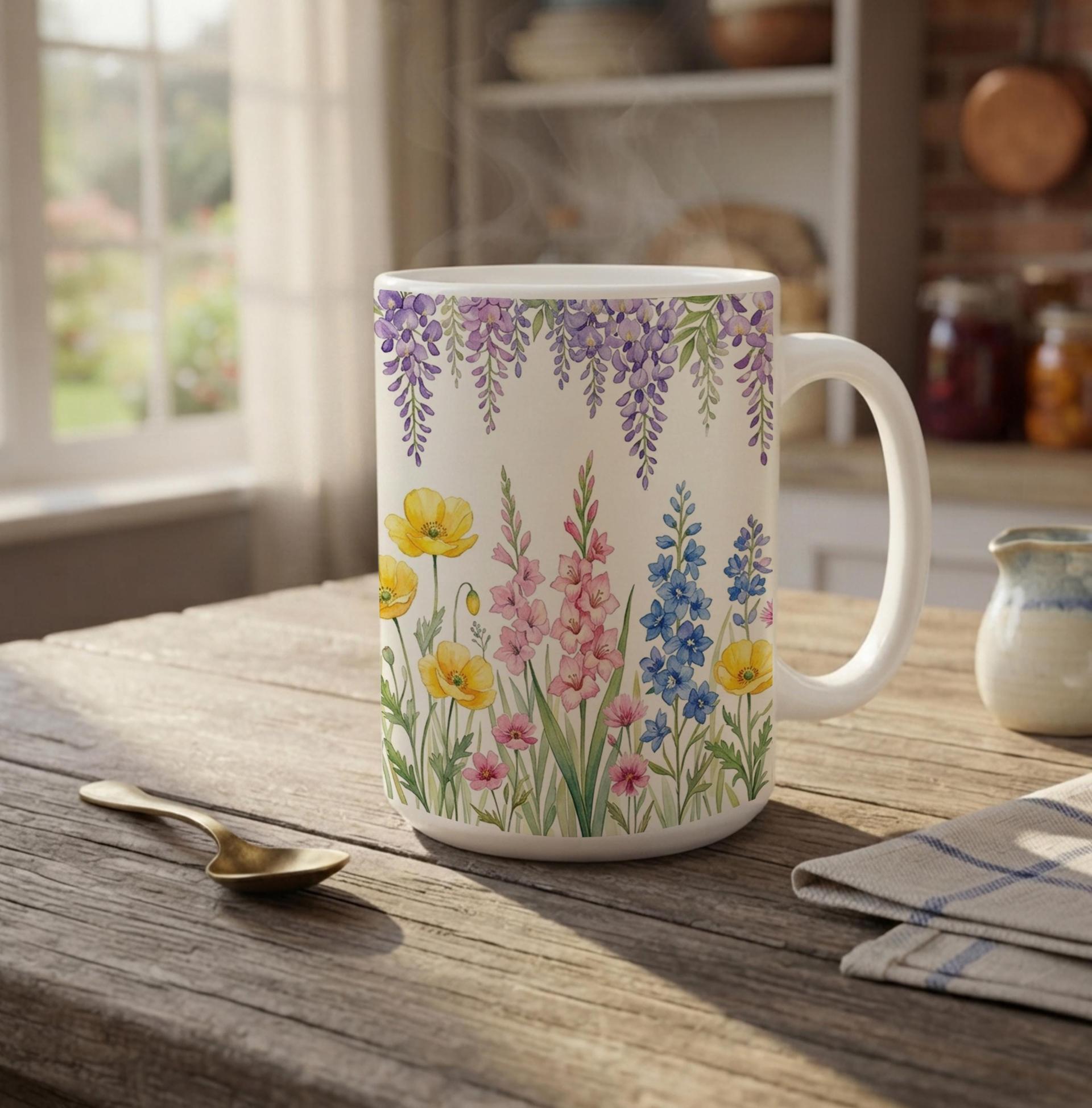 Floral Cups -  Large and Small Ceramic Mugs