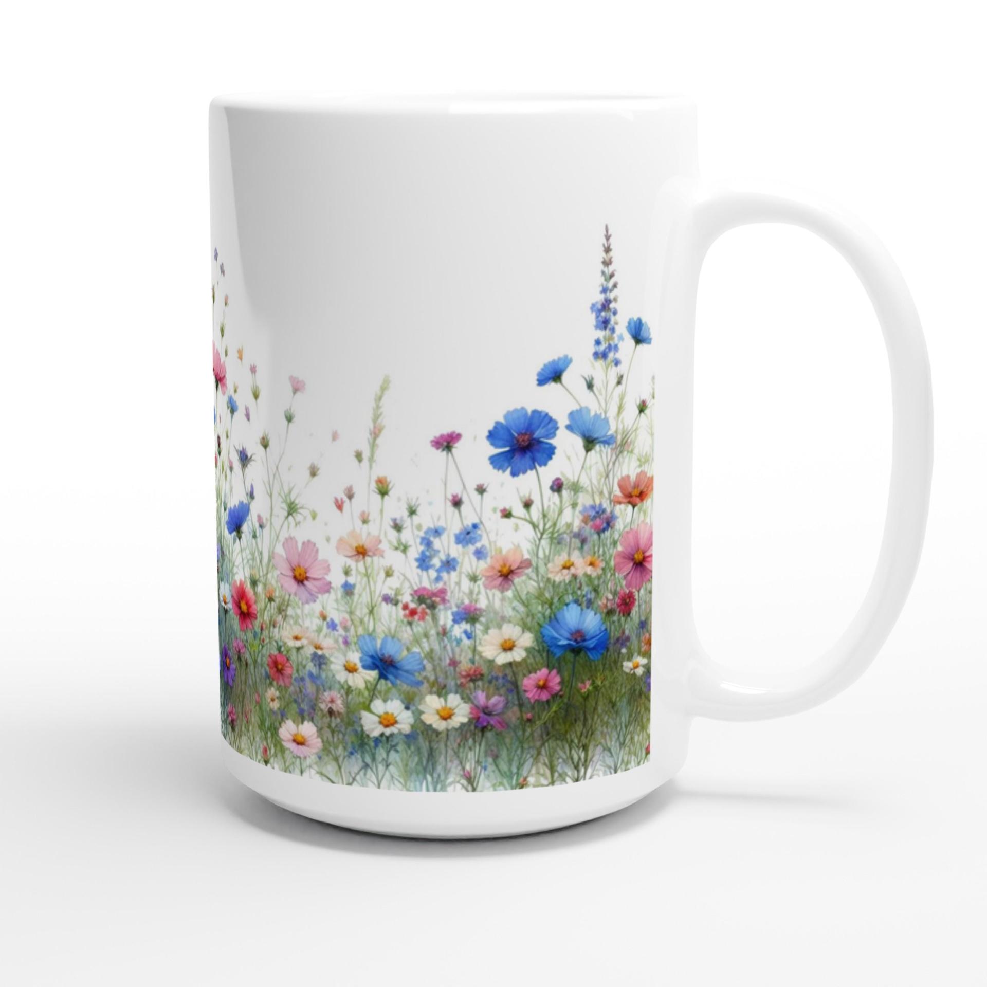 Set of Big Mugs, Floral Cup Set, Large 15 oz Matching Cups