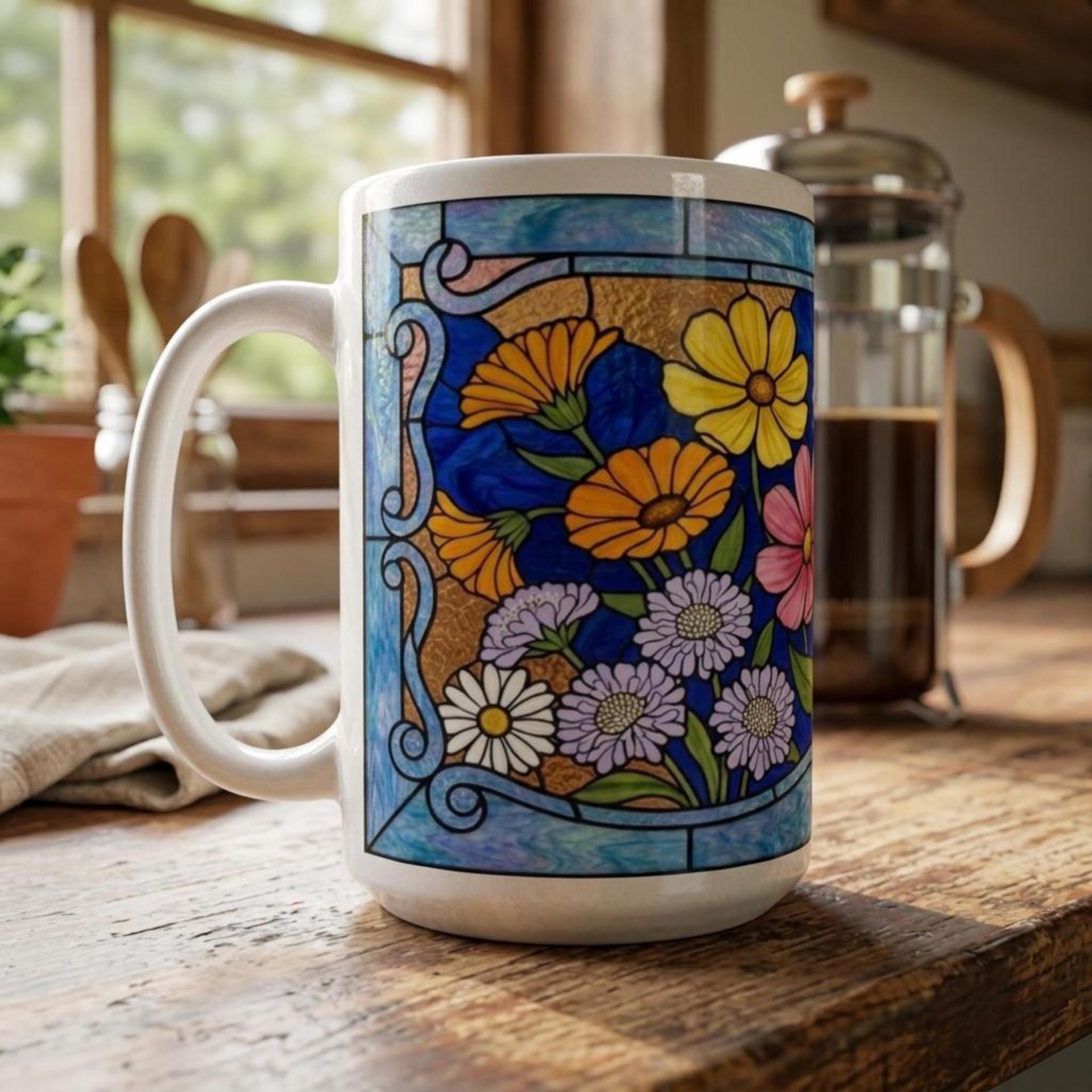 Large and Small Ceramic Mug Set, 15oz and 11oz Cups