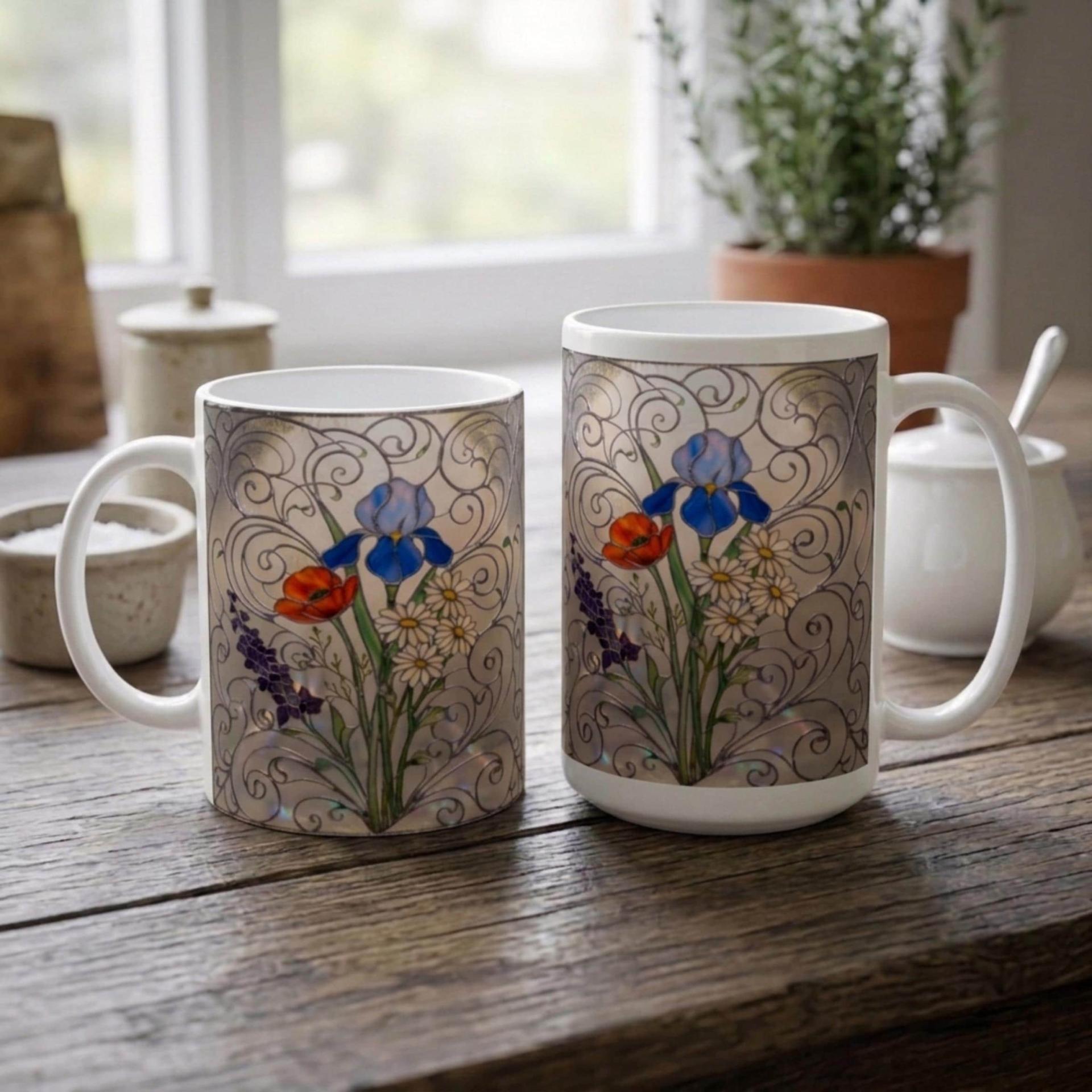 Floral Cups -  Large and Small Ceramic Mugs