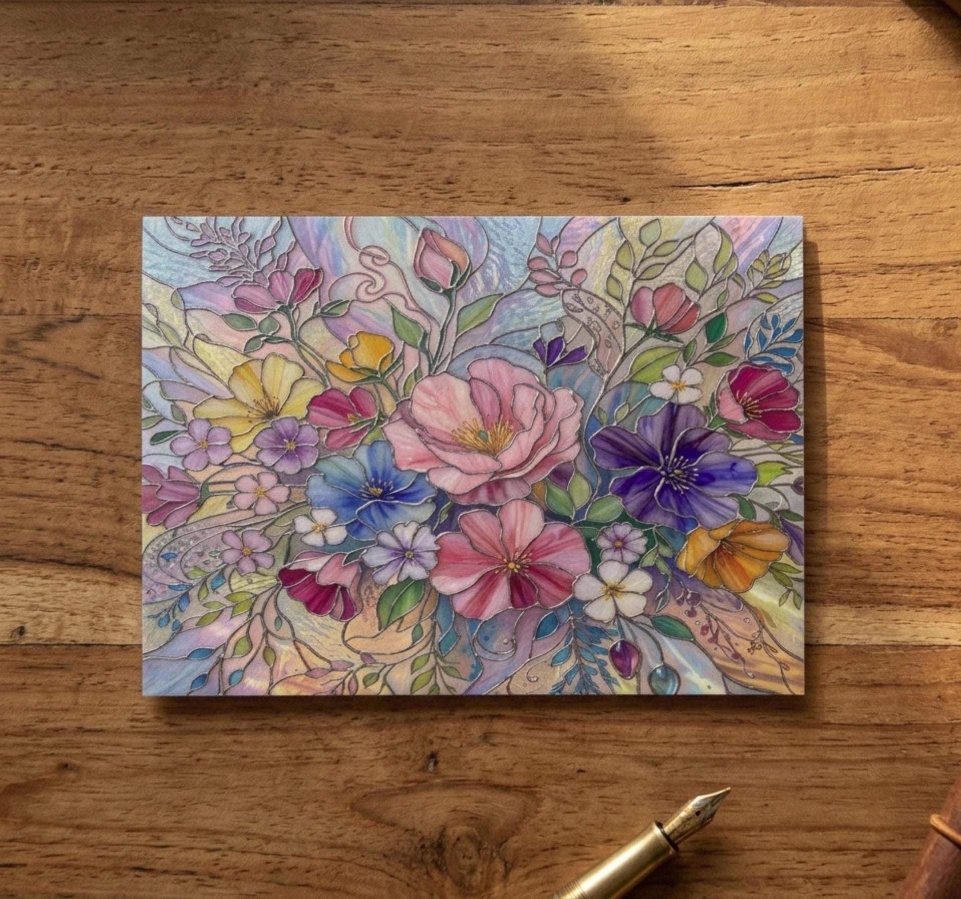 Flowers - Original Art Card - Single Card or Bulk 10 Pack of Gift Cards