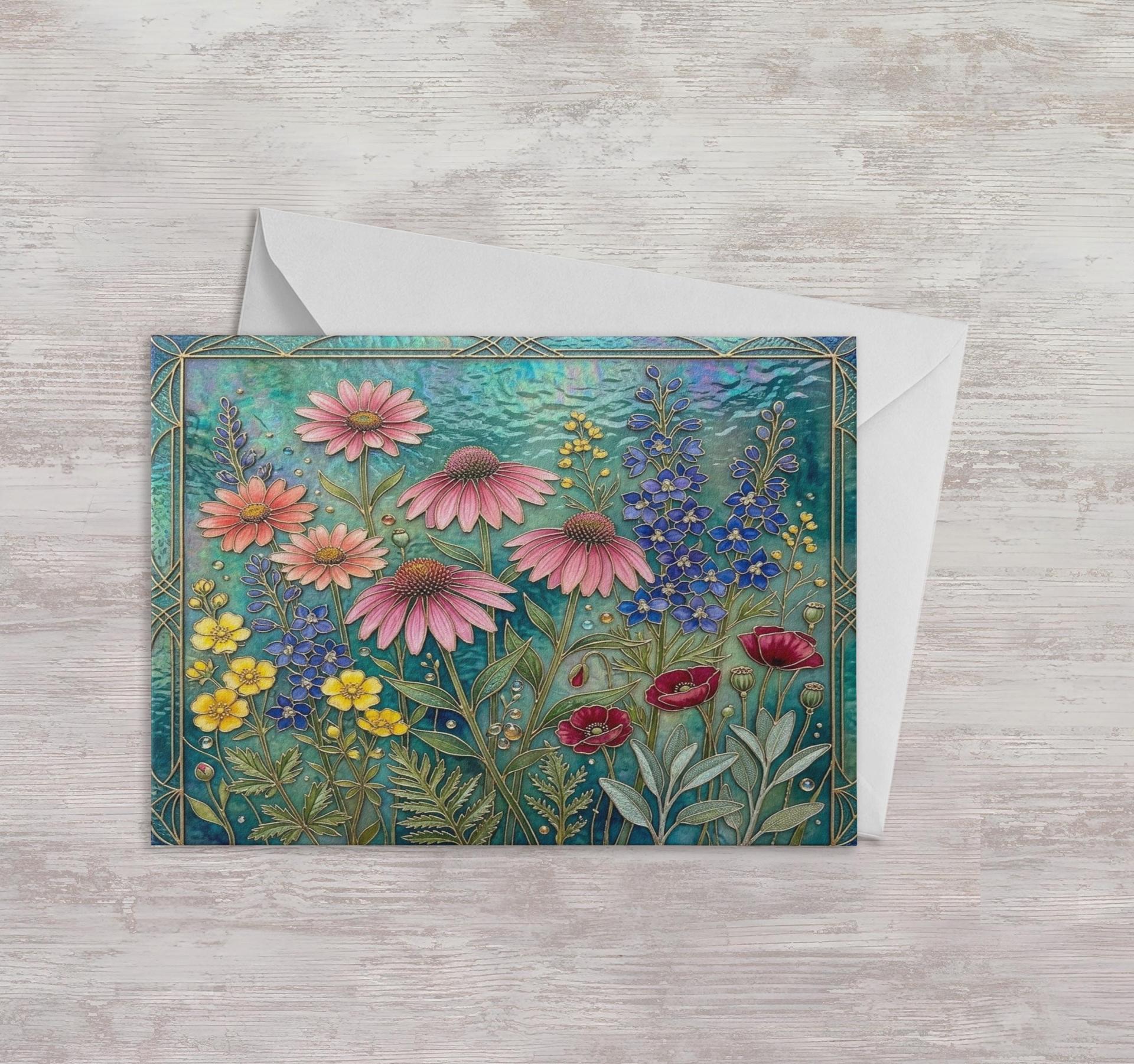 Flowers - Original Art Card - Single Card or Bulk 10 Pack of Gift Cards