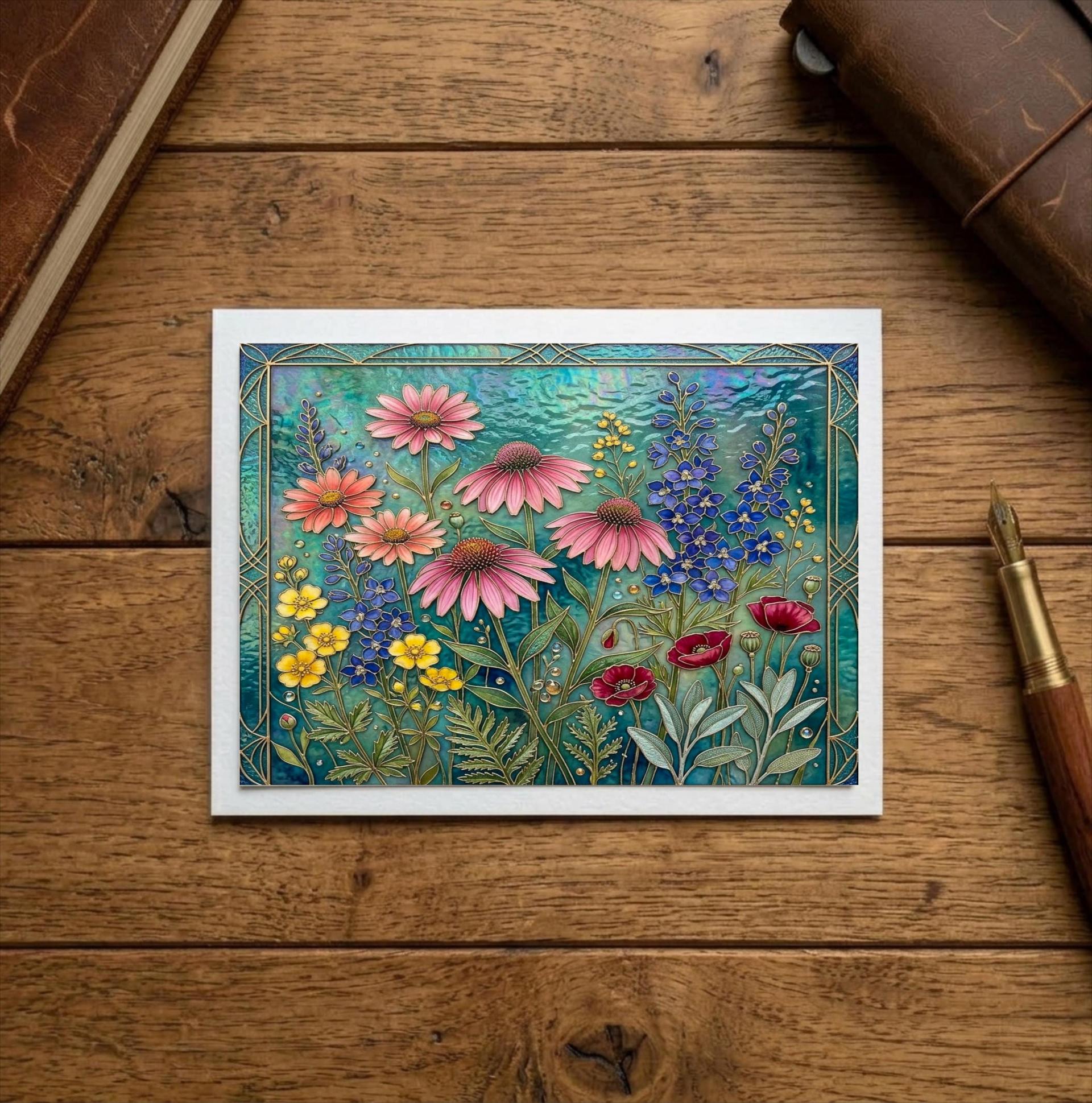 Flowers - Original Art Card - Single Card or Bulk 10 Pack of Gift Cards