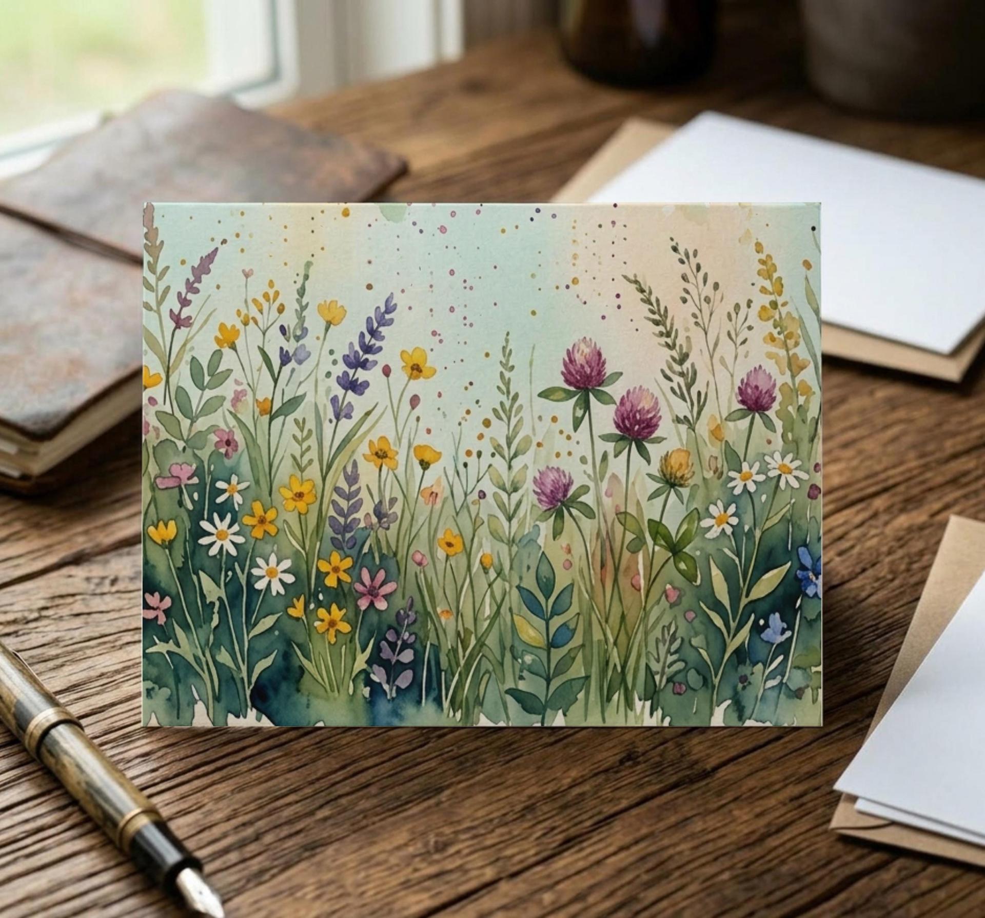 Flowers - Original Art Card - Single Card or Bulk 10 Pack of Gift Cards