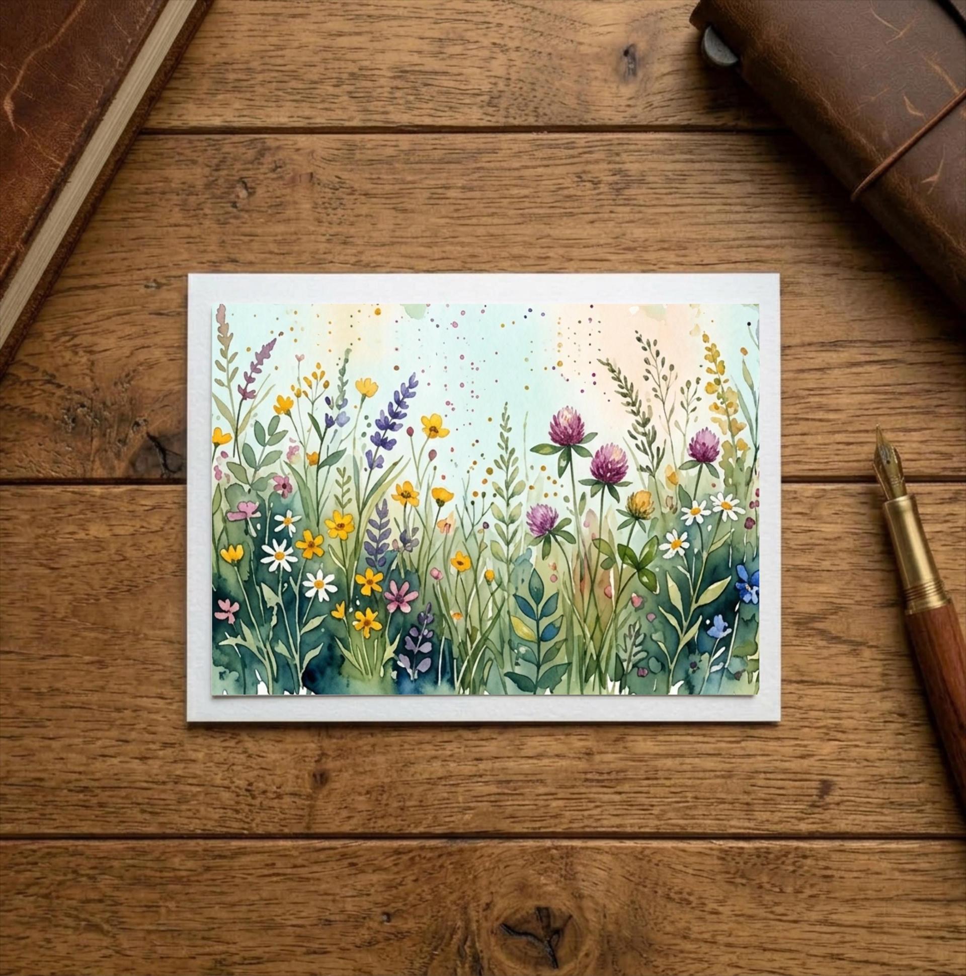 Flowers - Original Art Card - Single Card or Bulk 10 Pack of Gift Cards