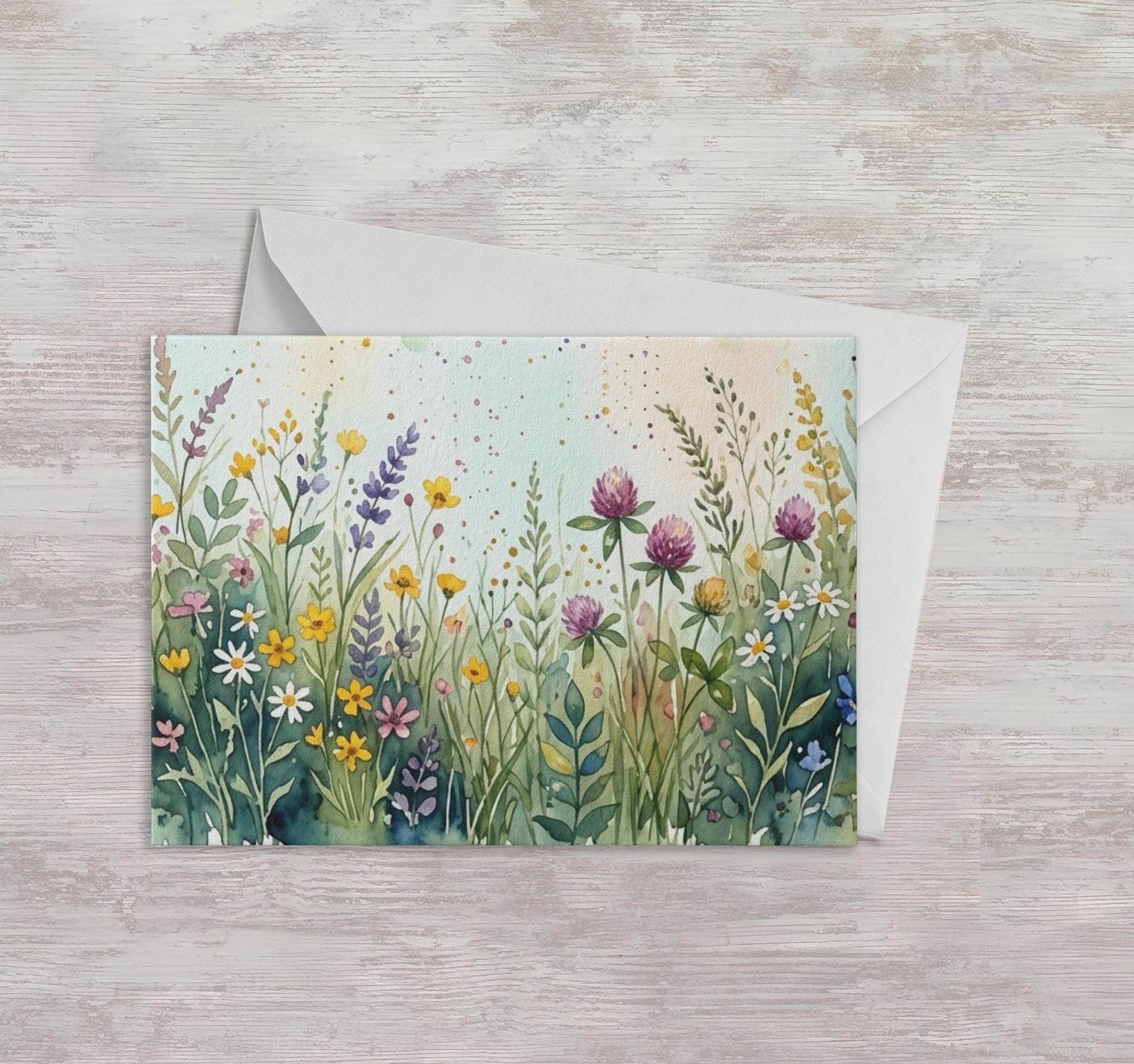 Flowers - Original Art Card - Single Card or Bulk 10 Pack of Gift Cards