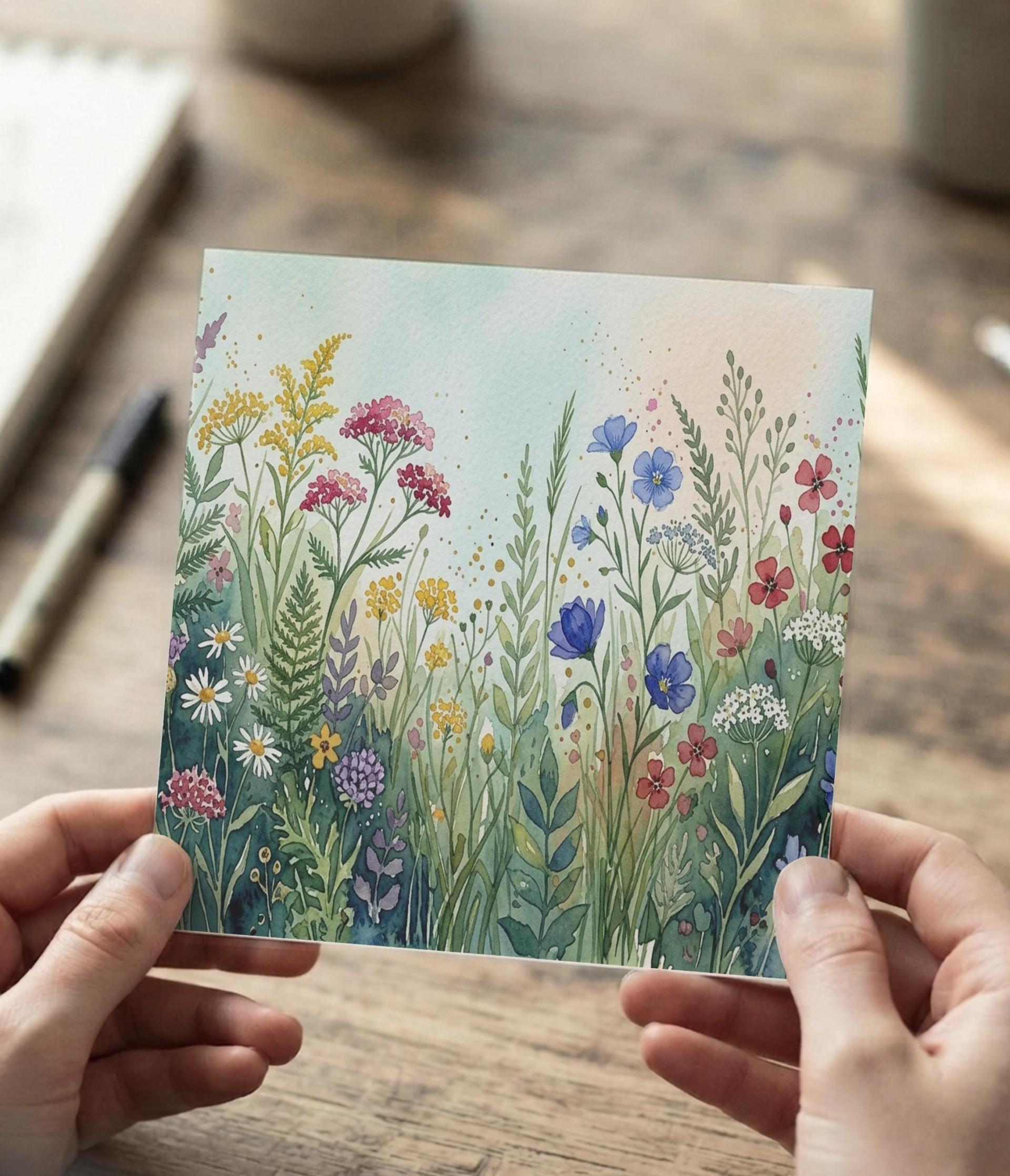Flowers - Original Art Card - Single Card or Bulk 10 Pack of Gift Cards