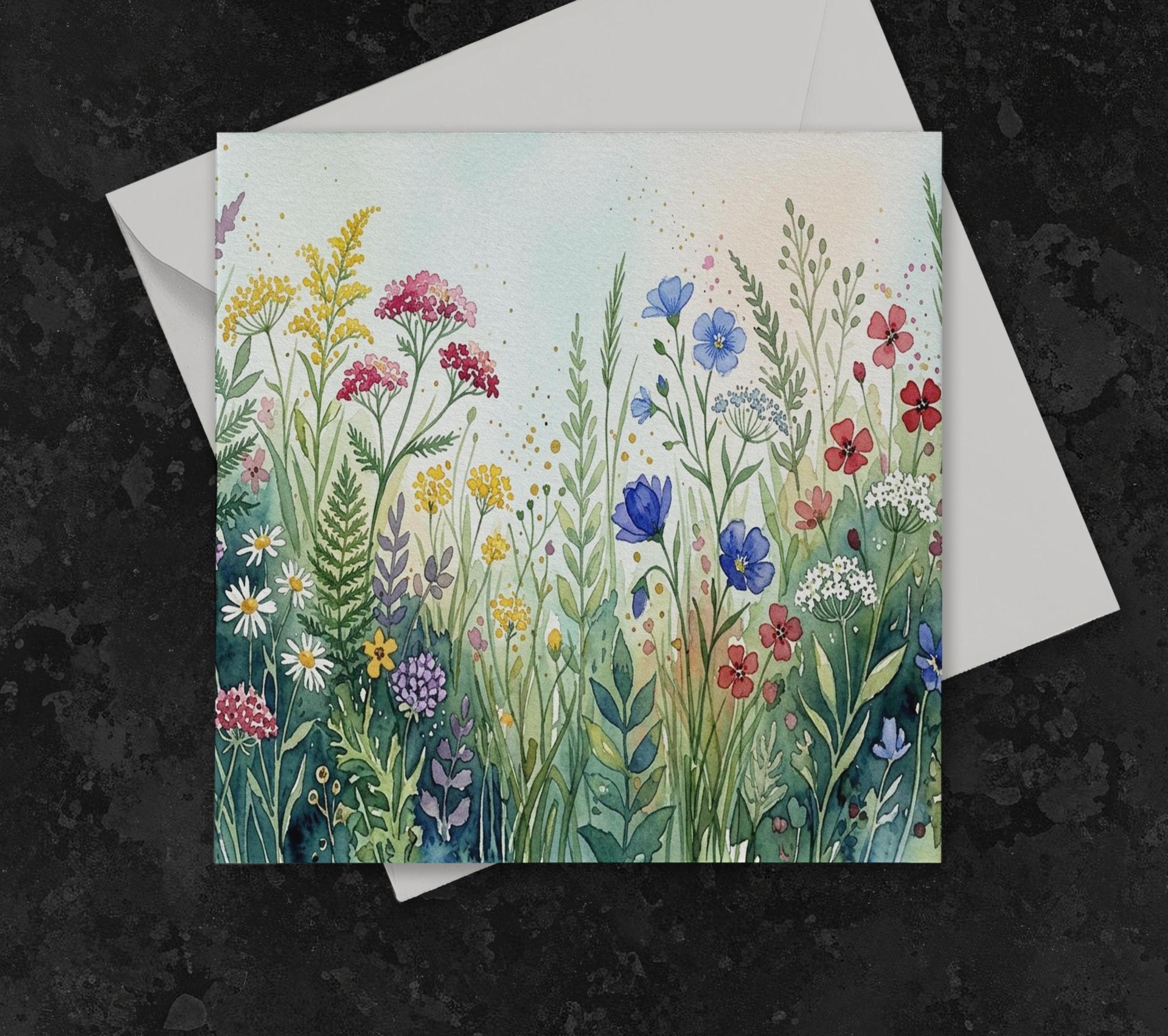 Flowers - Original Art Card - Single Card or Bulk 10 Pack of Gift Cards