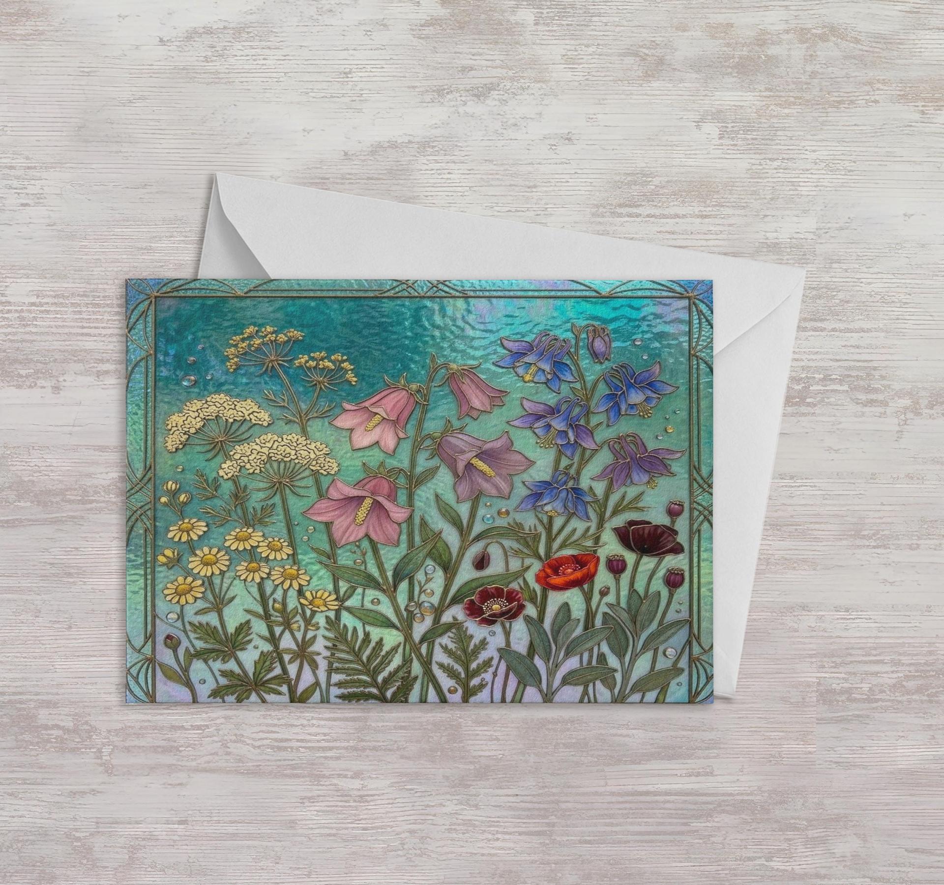 Flowers - Original Art Card - Single Card or Bulk 10 Pack of Gift Cards
