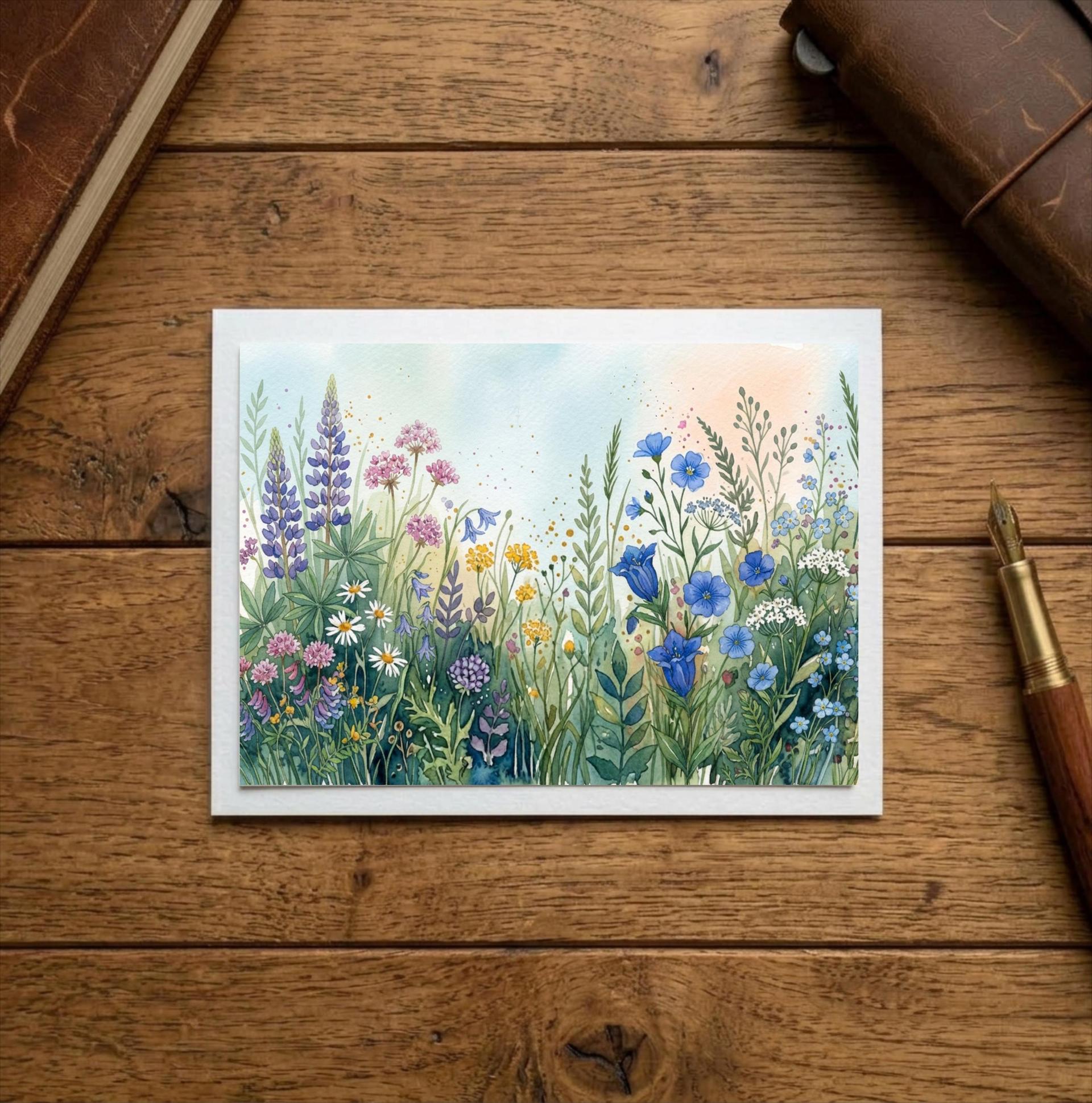 Flowers - Original Art Card - Single Card or Bulk 10 Pack of Gift Cards