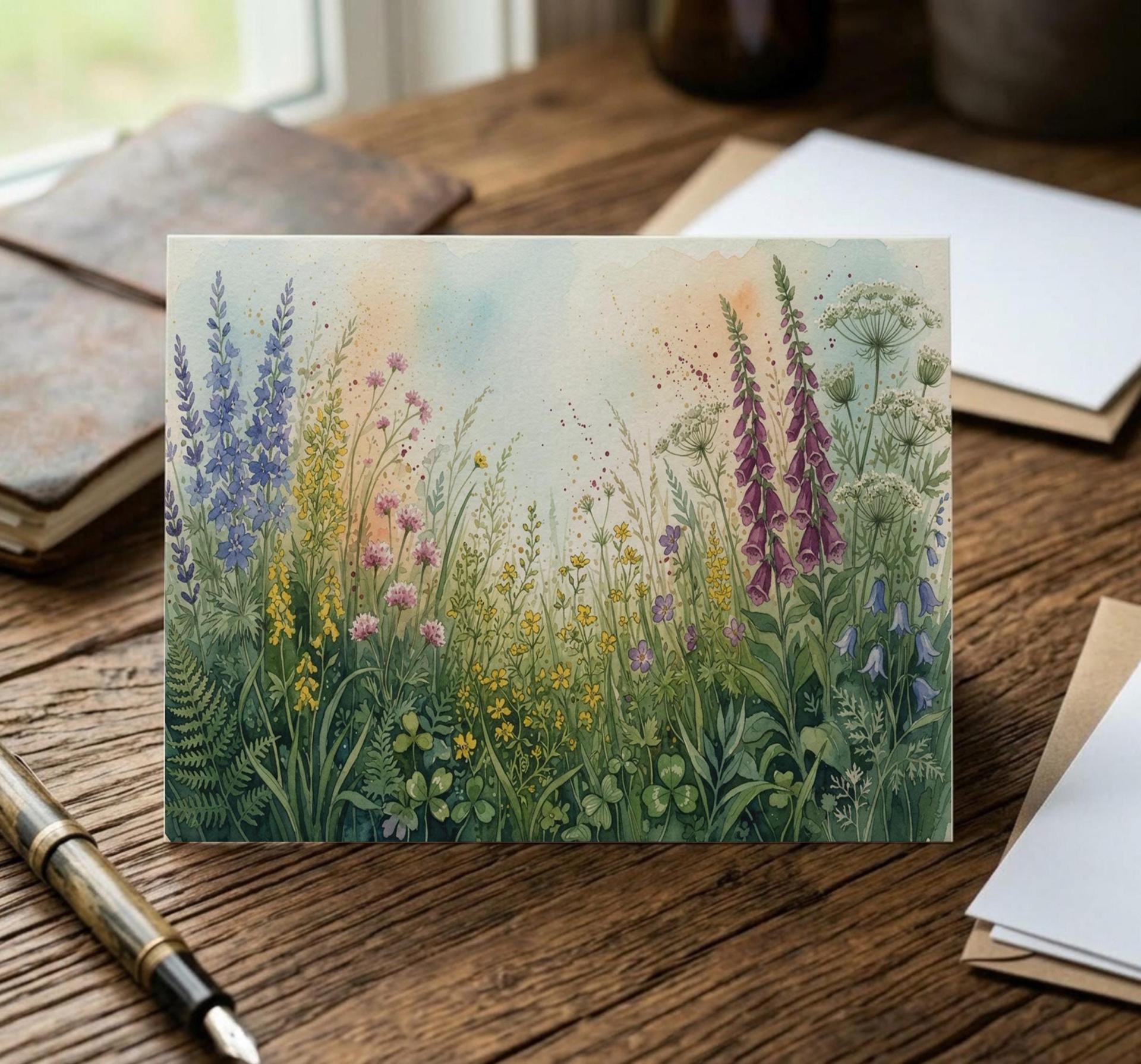 Flowers - Original Art Card - Single Card or Bulk 10 Pack of Gift Cards