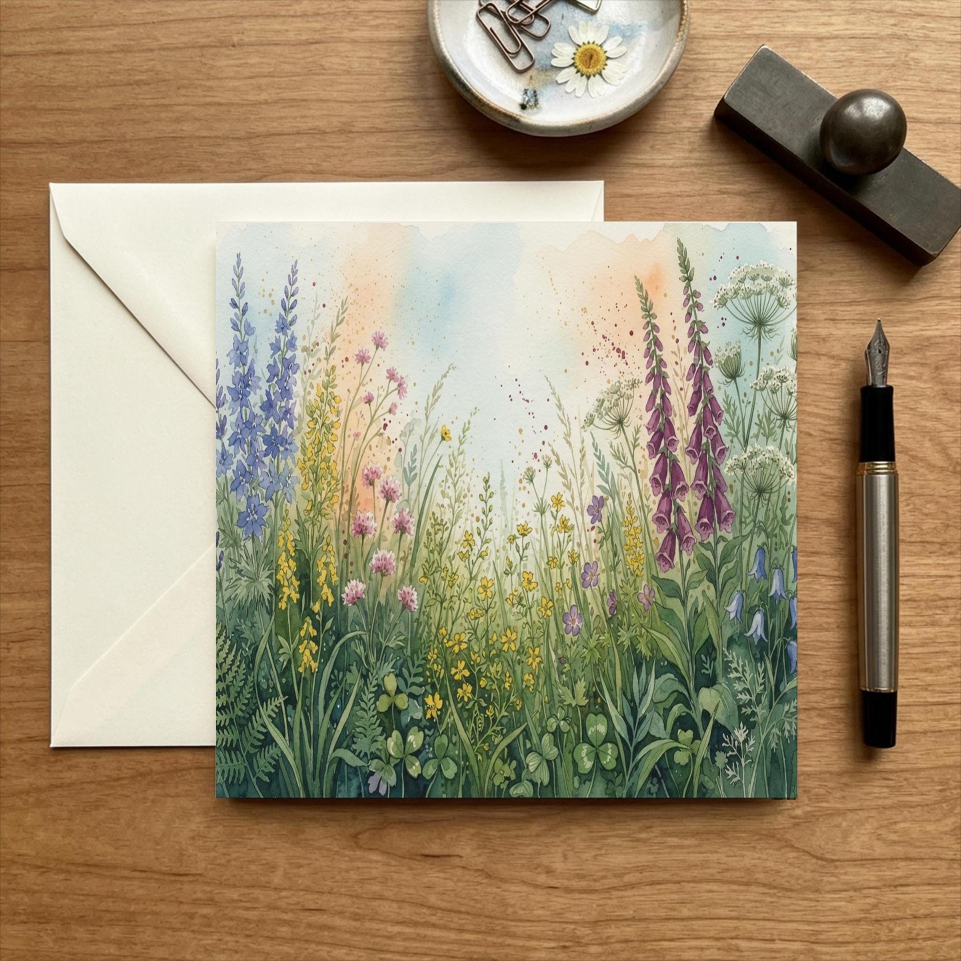 Flowers - Original Art Card - Single Card or Bulk 10 Pack of Gift Cards