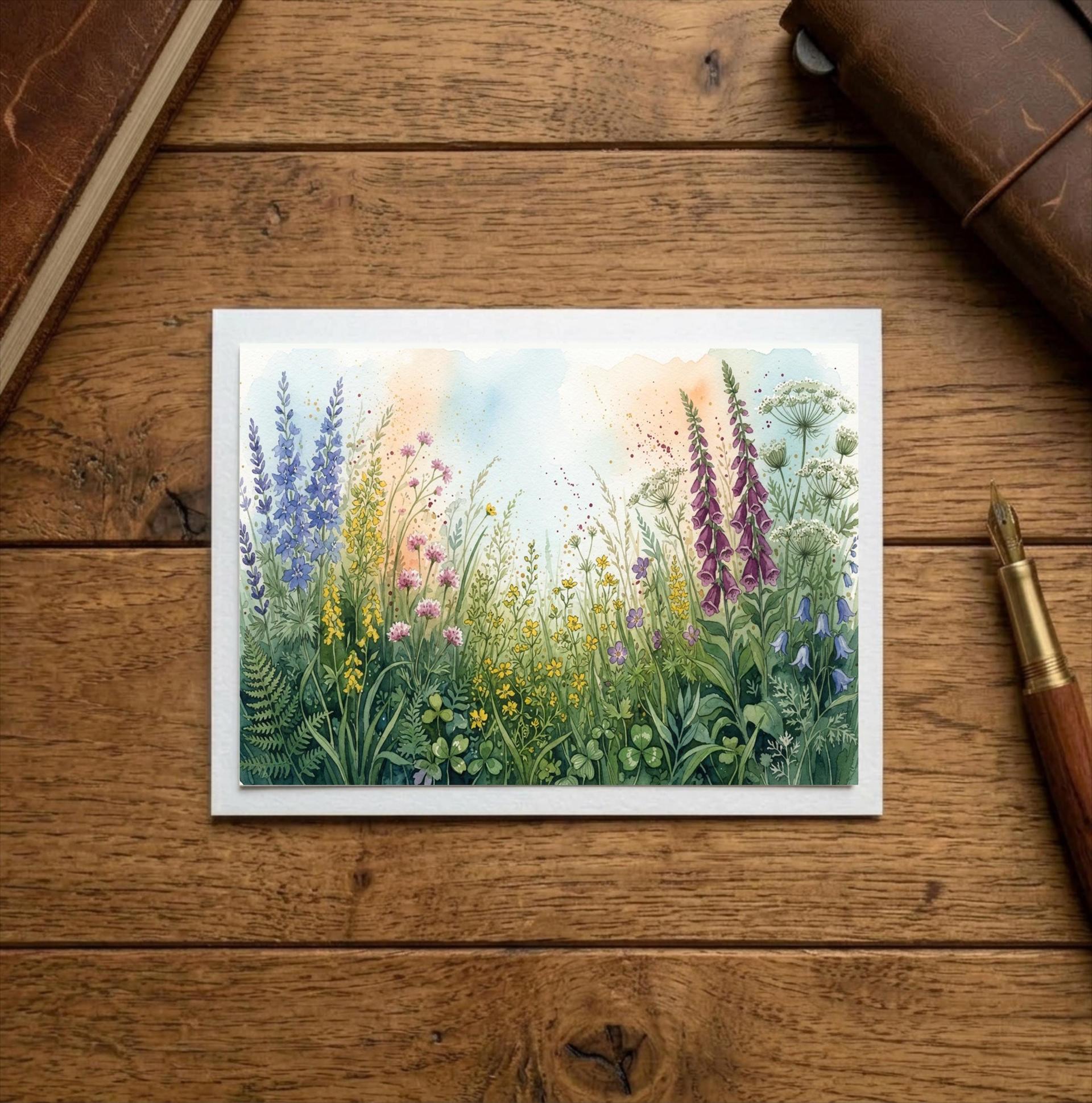 Flowers - Original Art Card - Single Card or Bulk 10 Pack of Gift Cards
