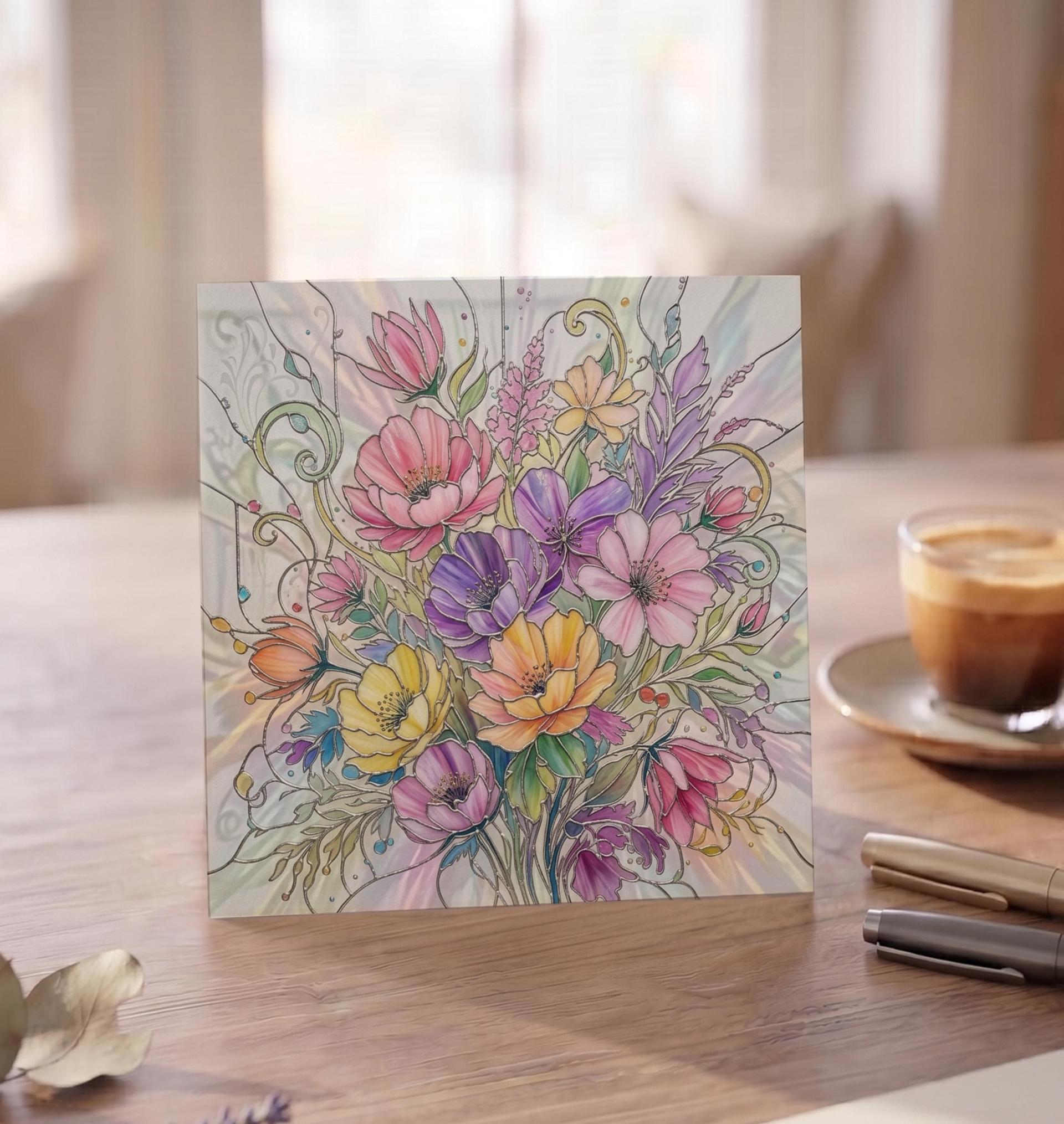 Flowers - Original Art Card - Single Card or Bulk 10 Pack of Gift Cards