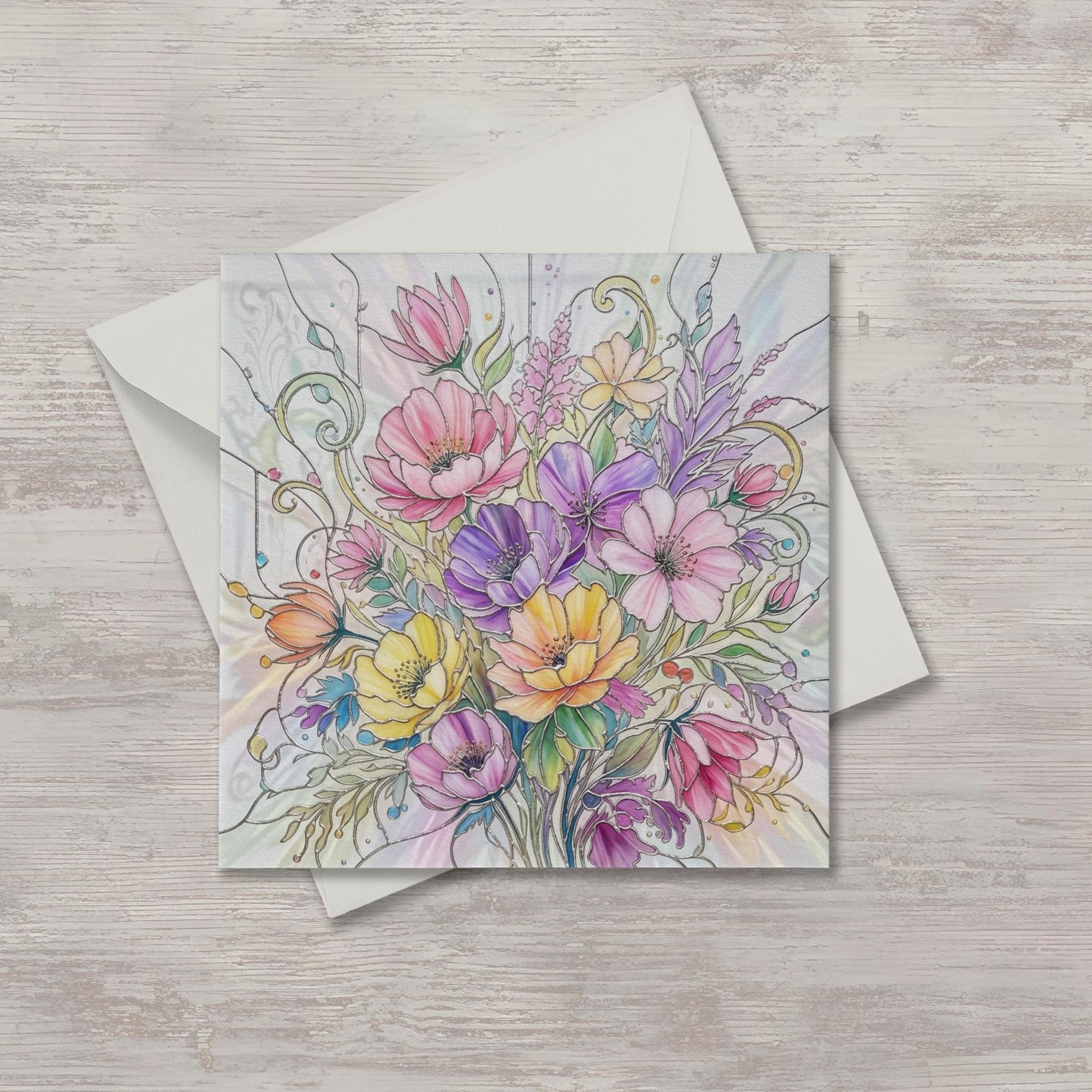 Flowers - Original Art Card - Single Card or Bulk 10 Pack of Gift Cards