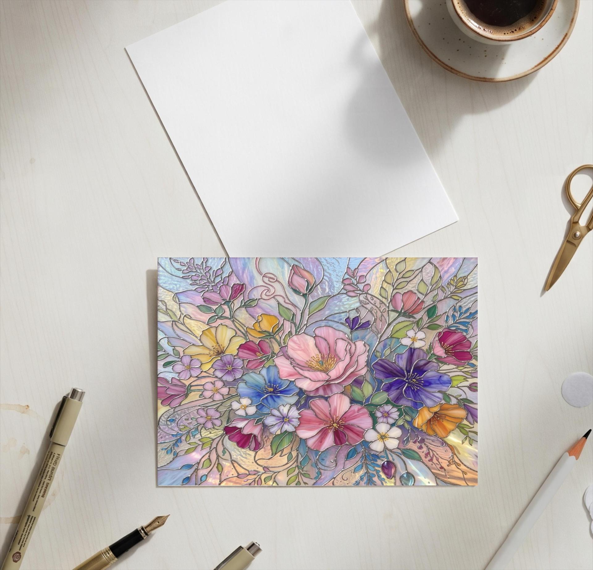 Flowers - Original Art Card - Single Card or Bulk 10 Pack of Gift Cards