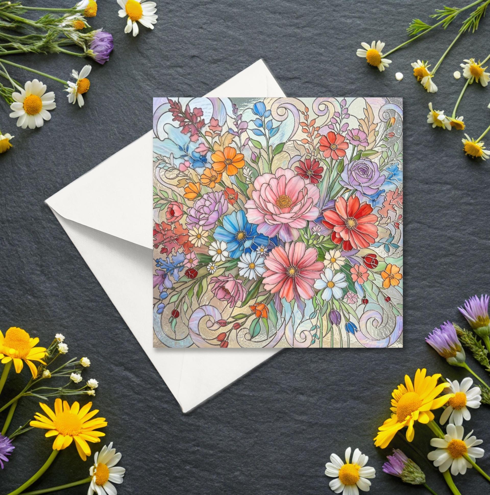 Flowers - Original Art Card - Single Card or Bulk 10 Pack of Gift Cards