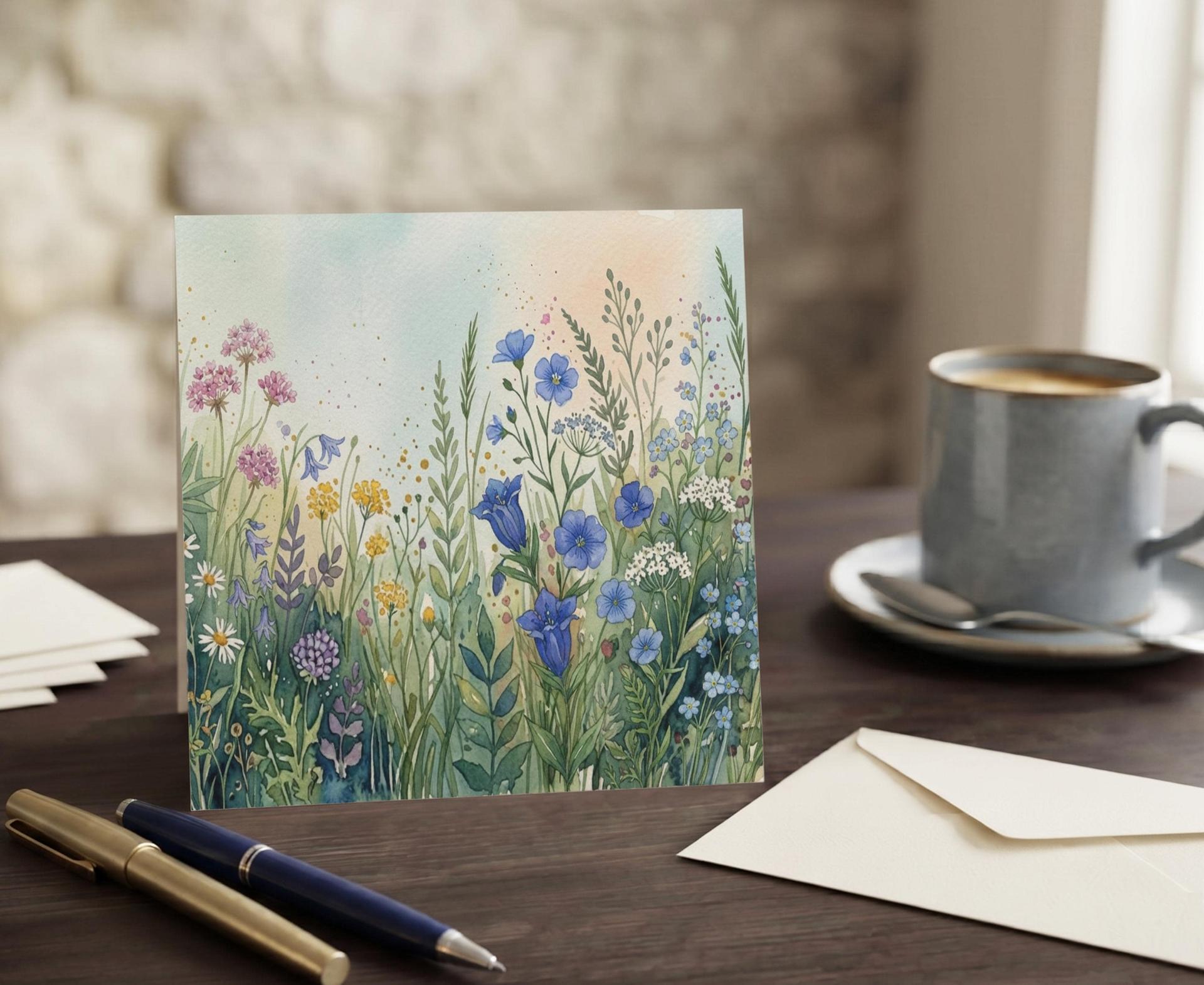 Flowers - Original Art Card - Single Card or Bulk 10 Pack of Gift Cards