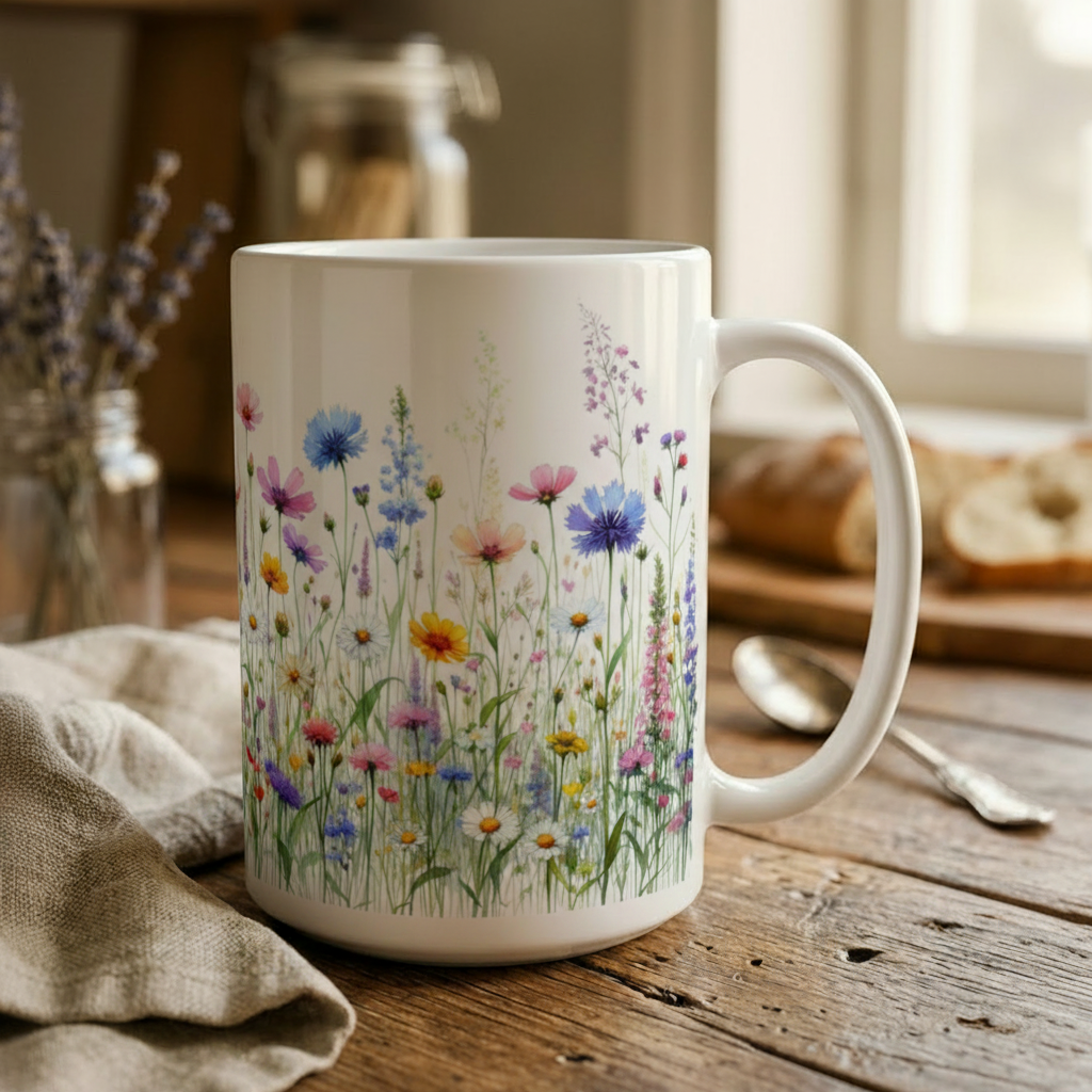 Floral Cups -  Large and Small Ceramic Mugs