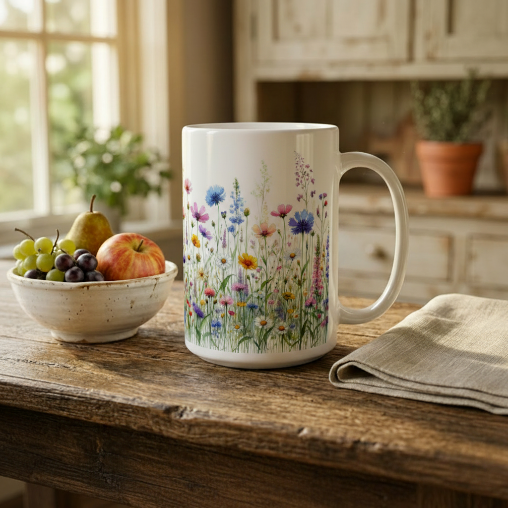 Floral Cups -  Large and Small Ceramic Mugs