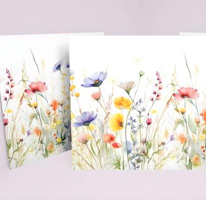 Set of Wildflower Gift Cards, 4 Designs, Bulk Pack of Cards