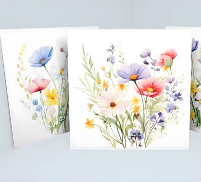 Set of Wildflower Gift Cards, 3 Designs, Bulk Pack of Cards