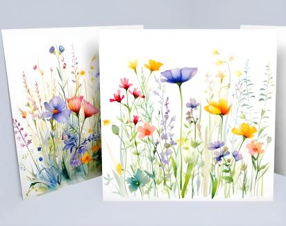 Set of Floral Gift Cards, 3 Designs, Bulk Pack of Cards