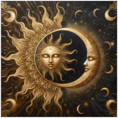 Set of 3 Designs, Sun and Moon Greeting Cards, Bulk Pack of Cards