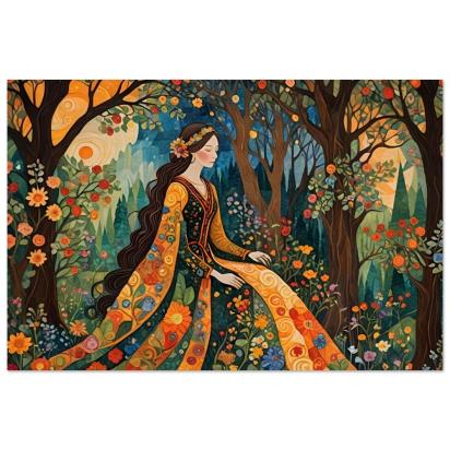 Print on Wood, Floral Forest, Original Art, Ready to Hang